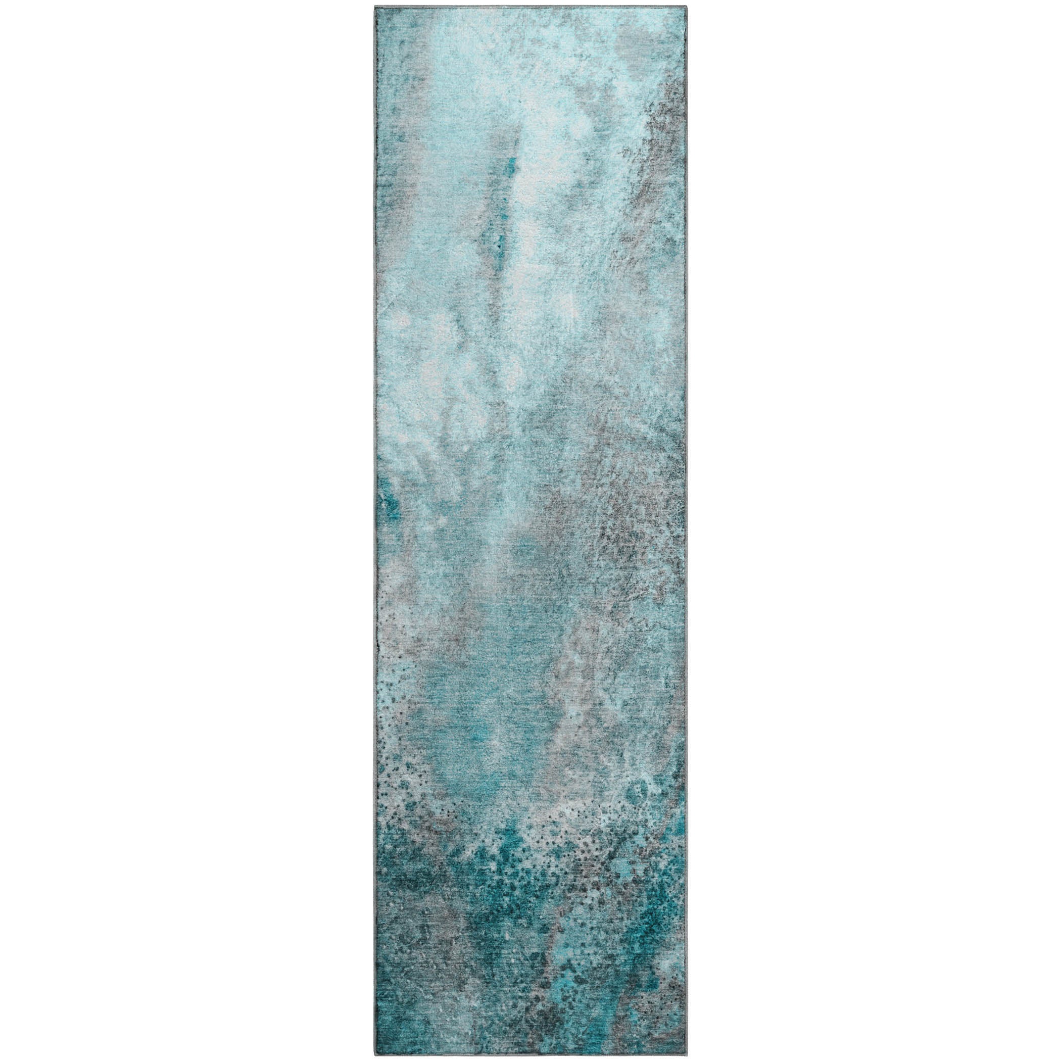 Athens Machine Washable Contemporary Teal Rug 2'3" x 7'6" #shape_Runner