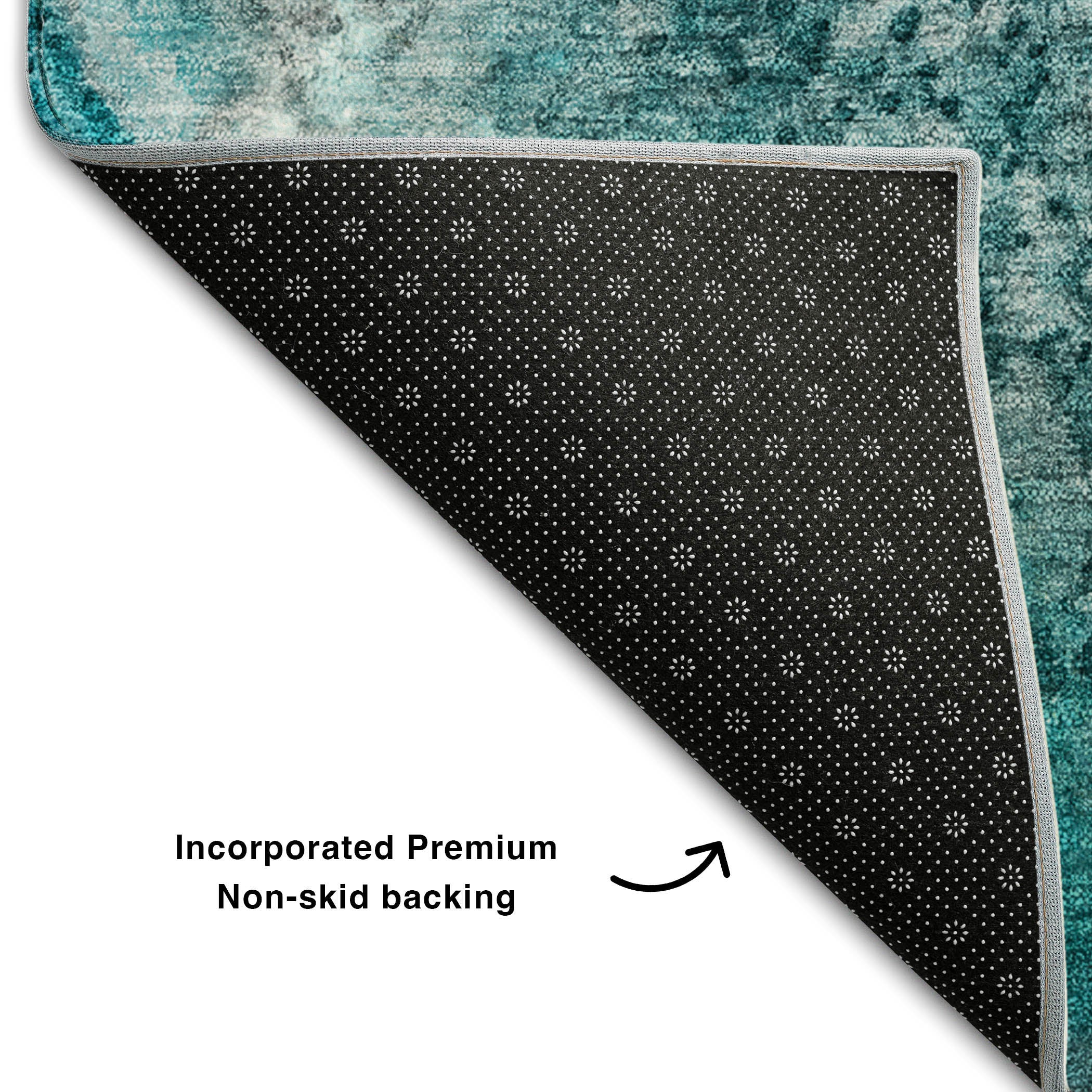 Athens Machine Washable Contemporary Teal Rug 1'8" x 2'6" #shape_Rectangle