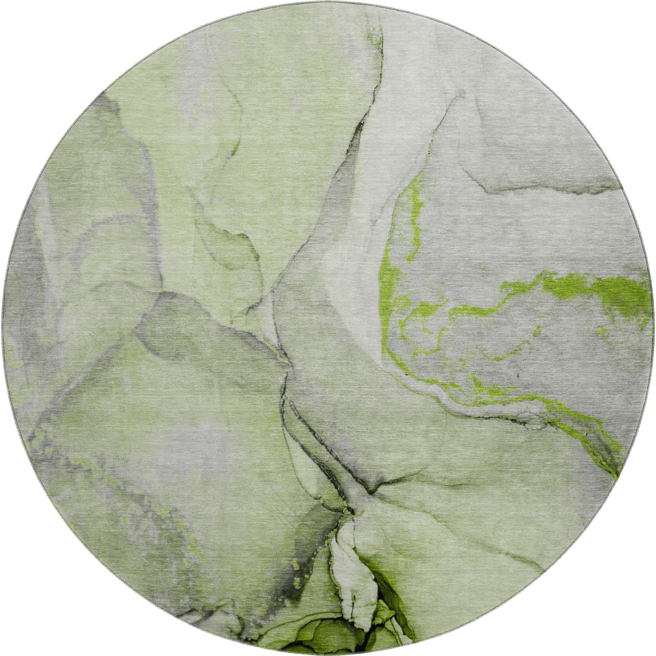 Vienna Machine Washable Transitional Green Rug 8' x 8' #shape_Round