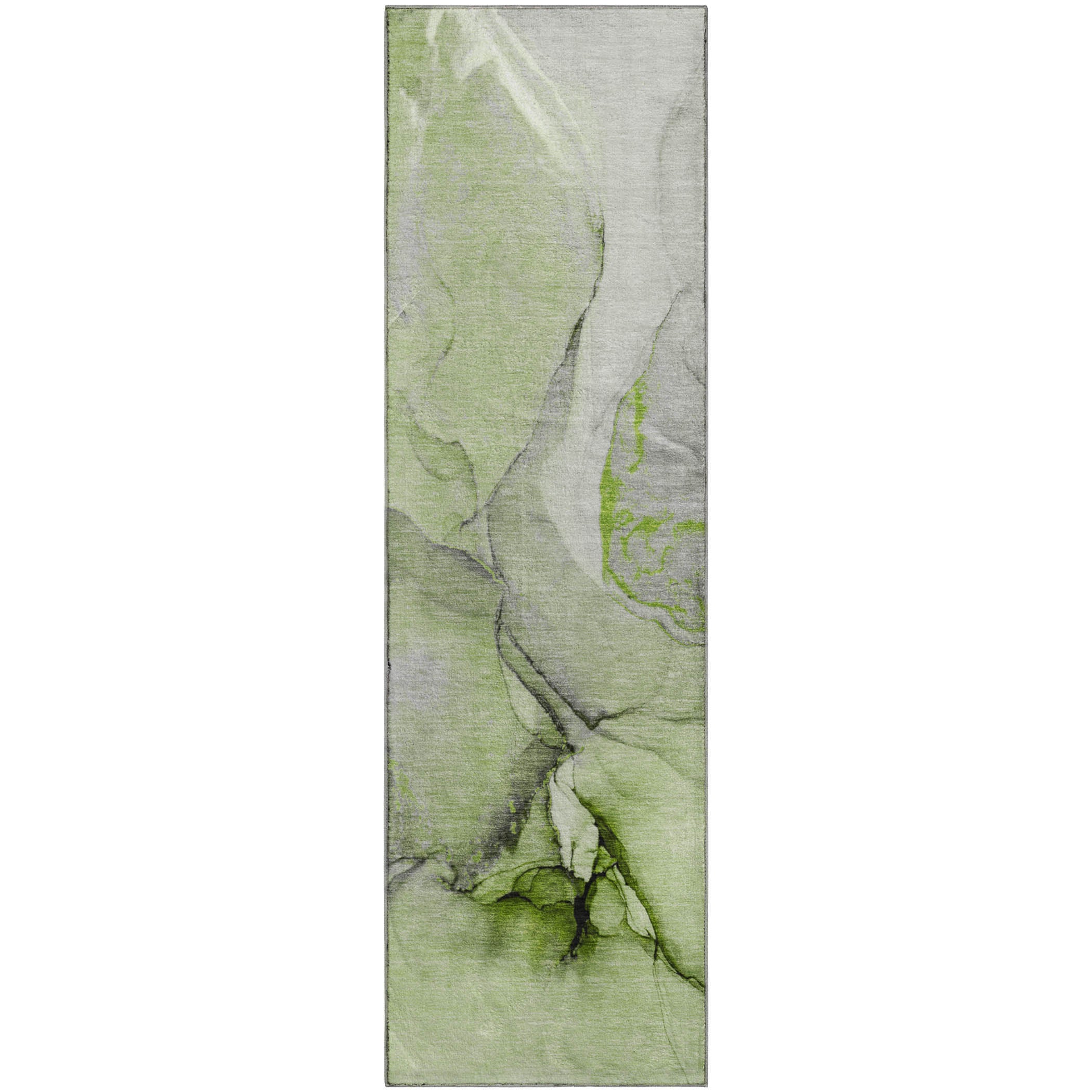 Vienna Machine Washable Transitional Green Rug 2'3" x 7'6" #shape_Runner