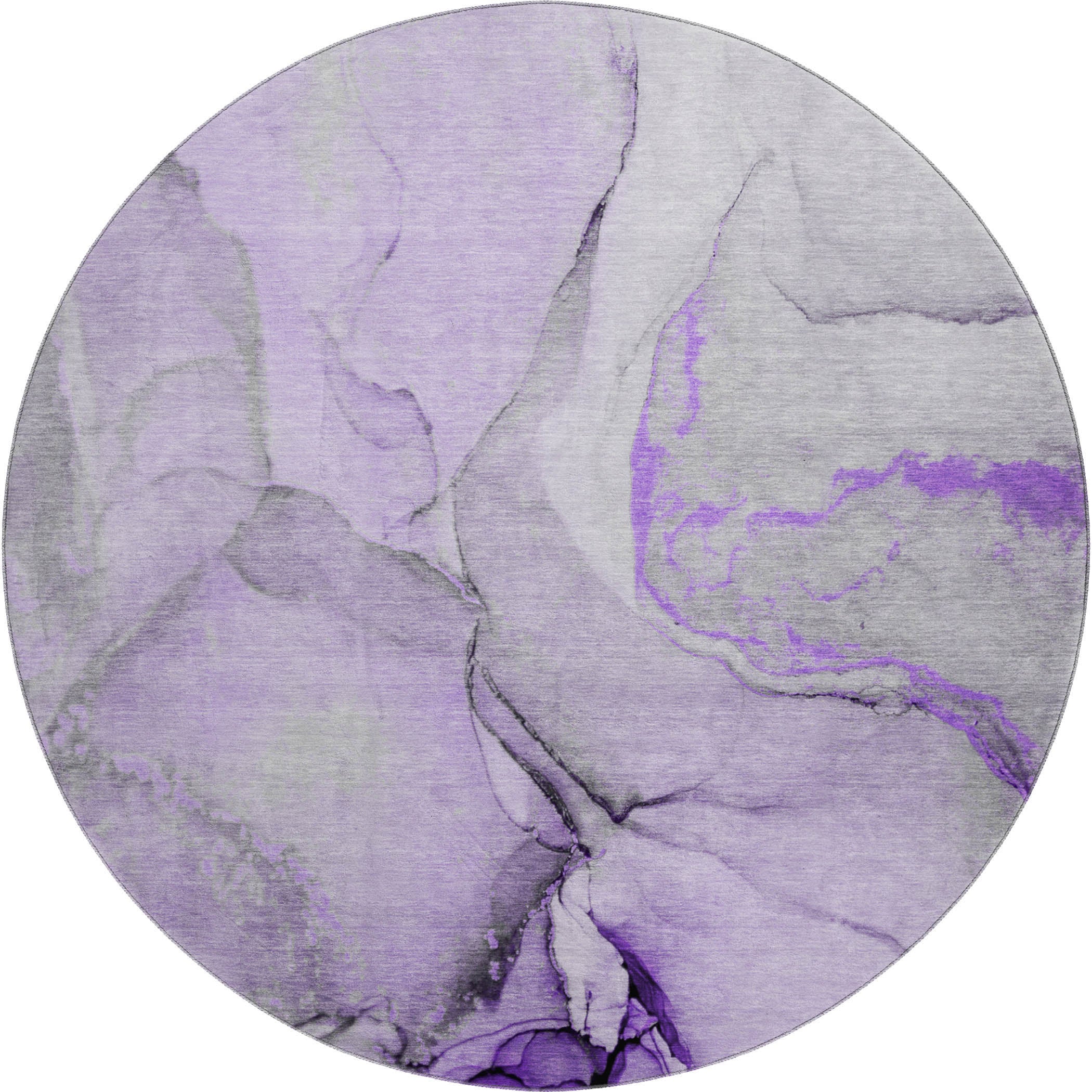 Vienna Machine Washable Transitional Purple Rug 8' x 8' #shape_Round