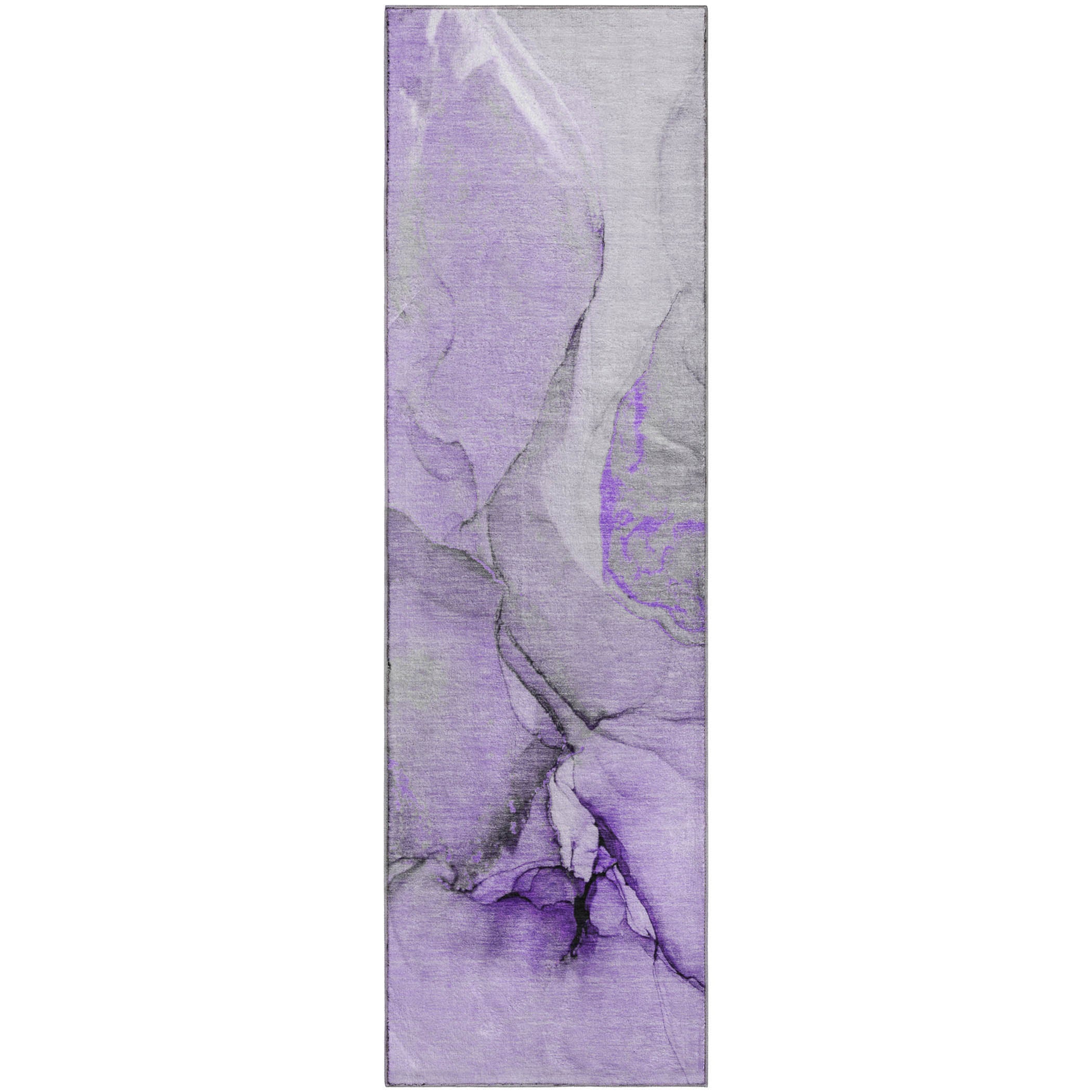 Vienna Machine Washable Transitional Purple Rug 2'3" x 7'6" #shape_Runner