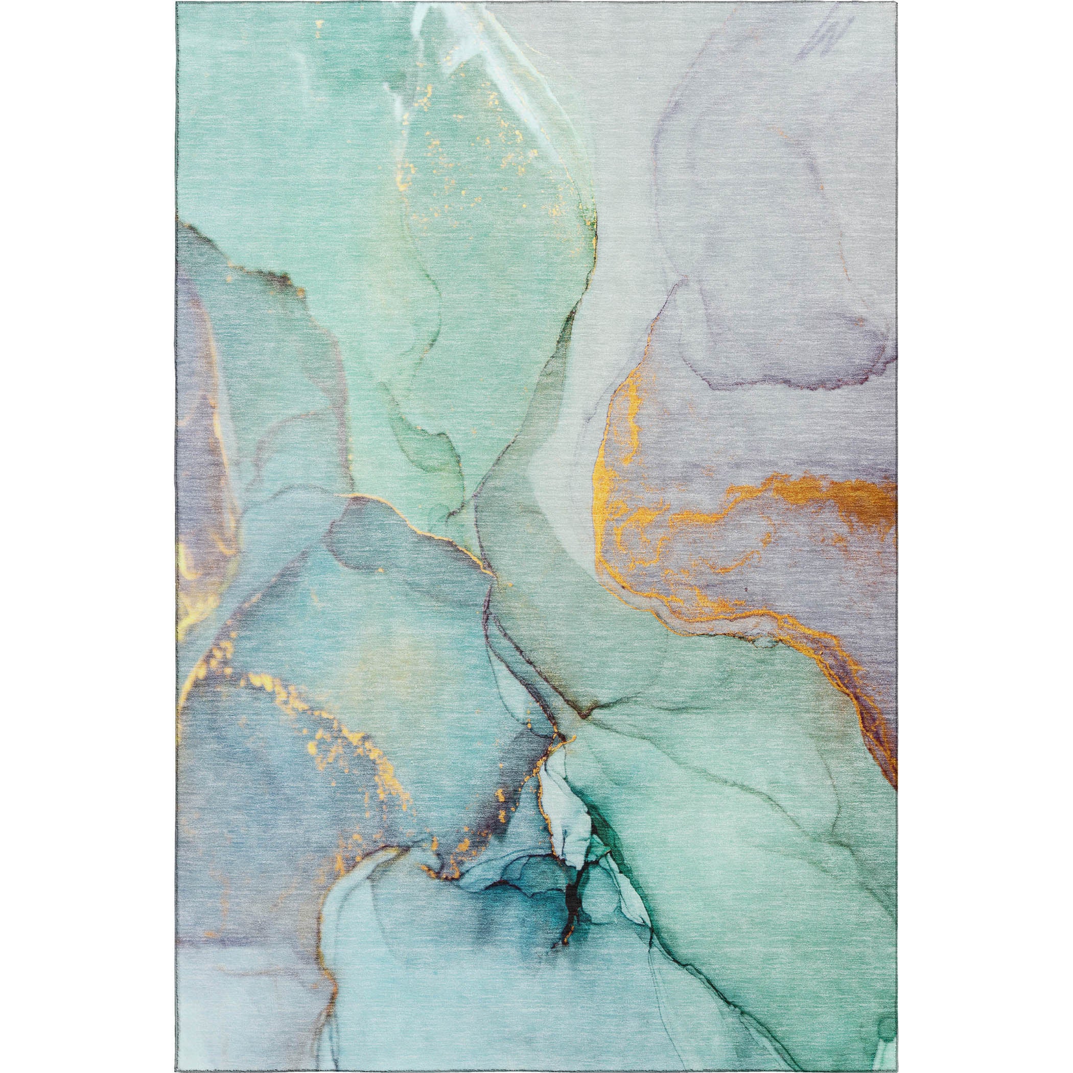 Vienna Machine Washable Transitional Teal Rug 2'6" x 3'10" #shape_Rectangle