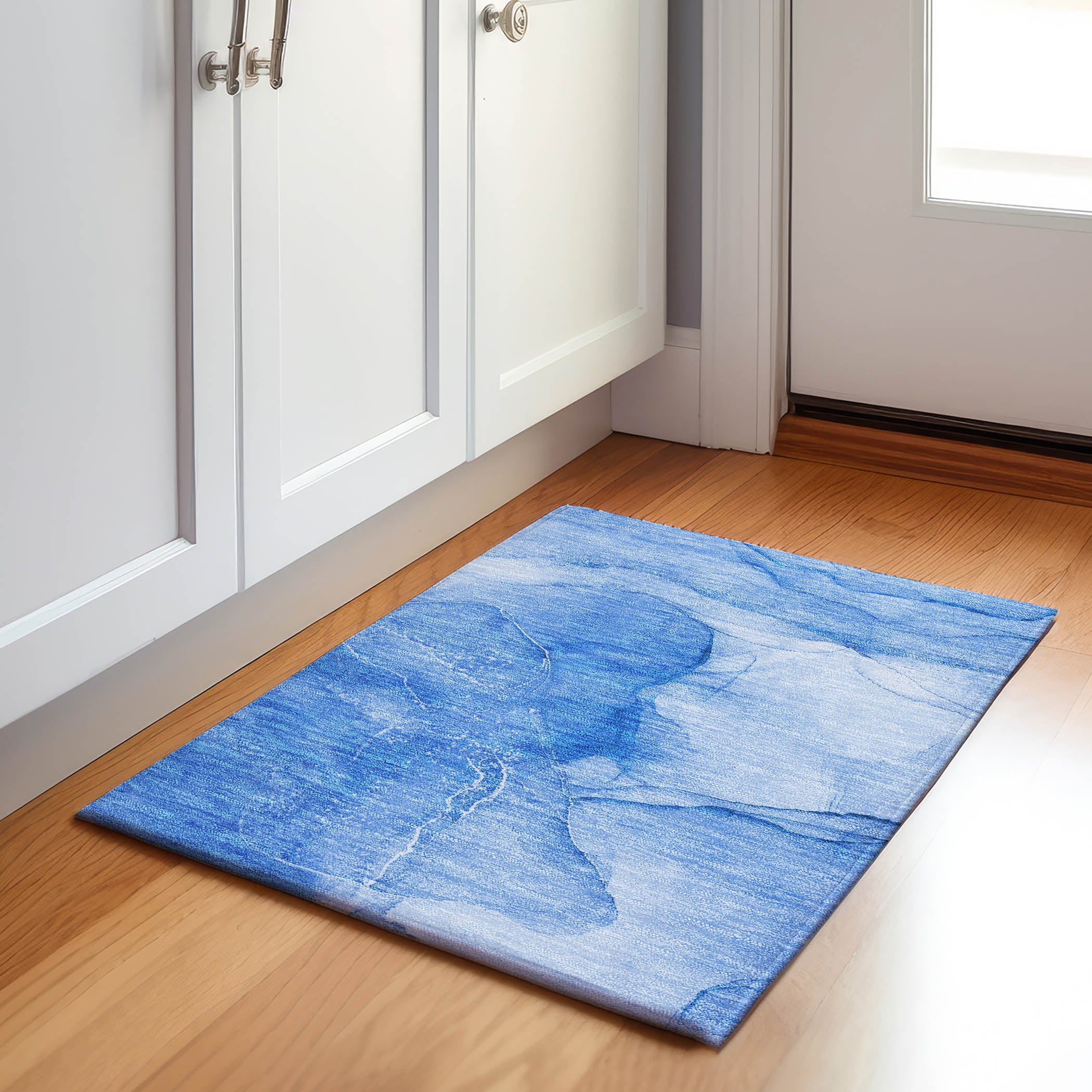 Seoul Machine Washable Transitional Blue Rug 1'8" x 2'6" #shape_Rectangle