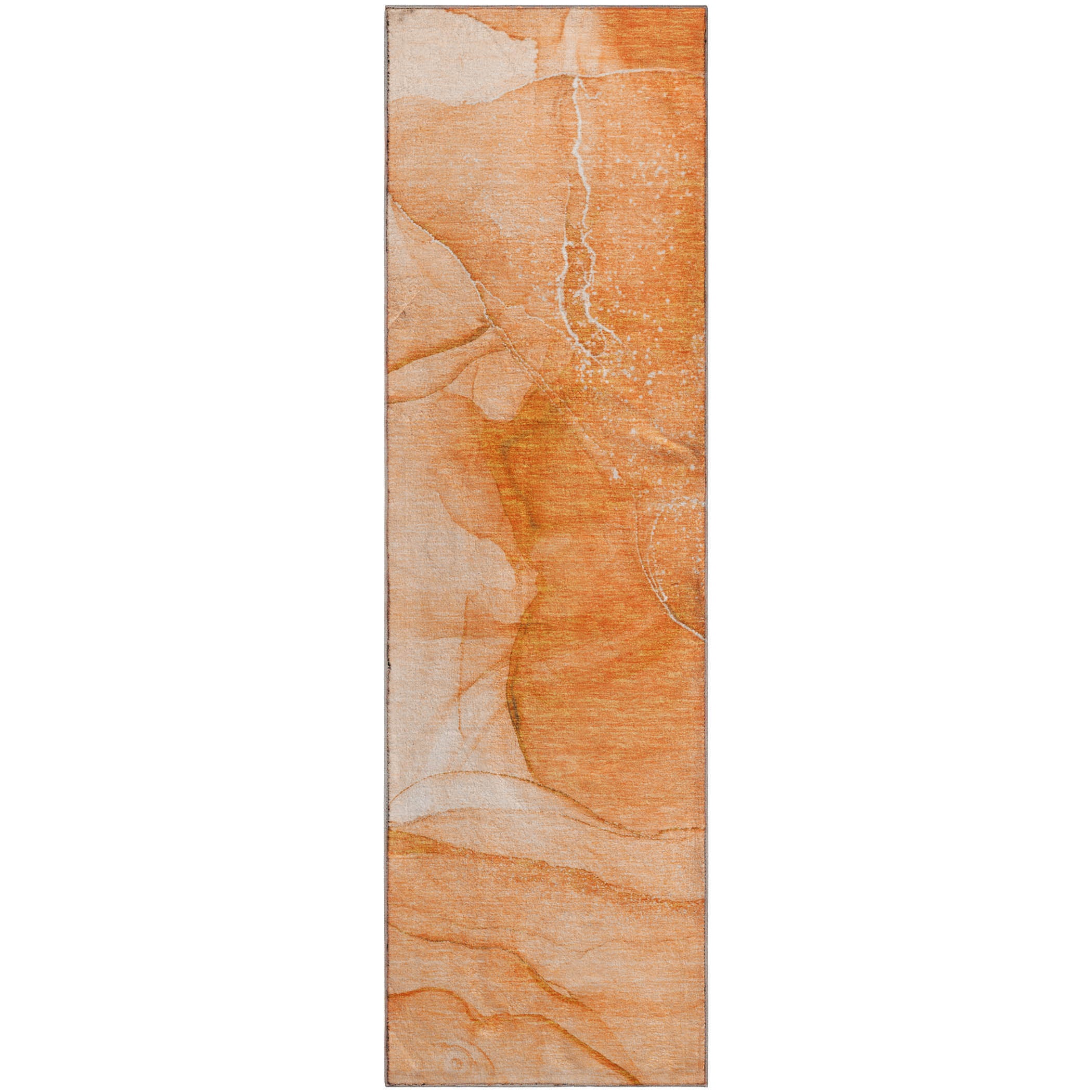 Seoul Machine Washable Transitional Orange Rug 2'3" x 7'6" #shape_Runner