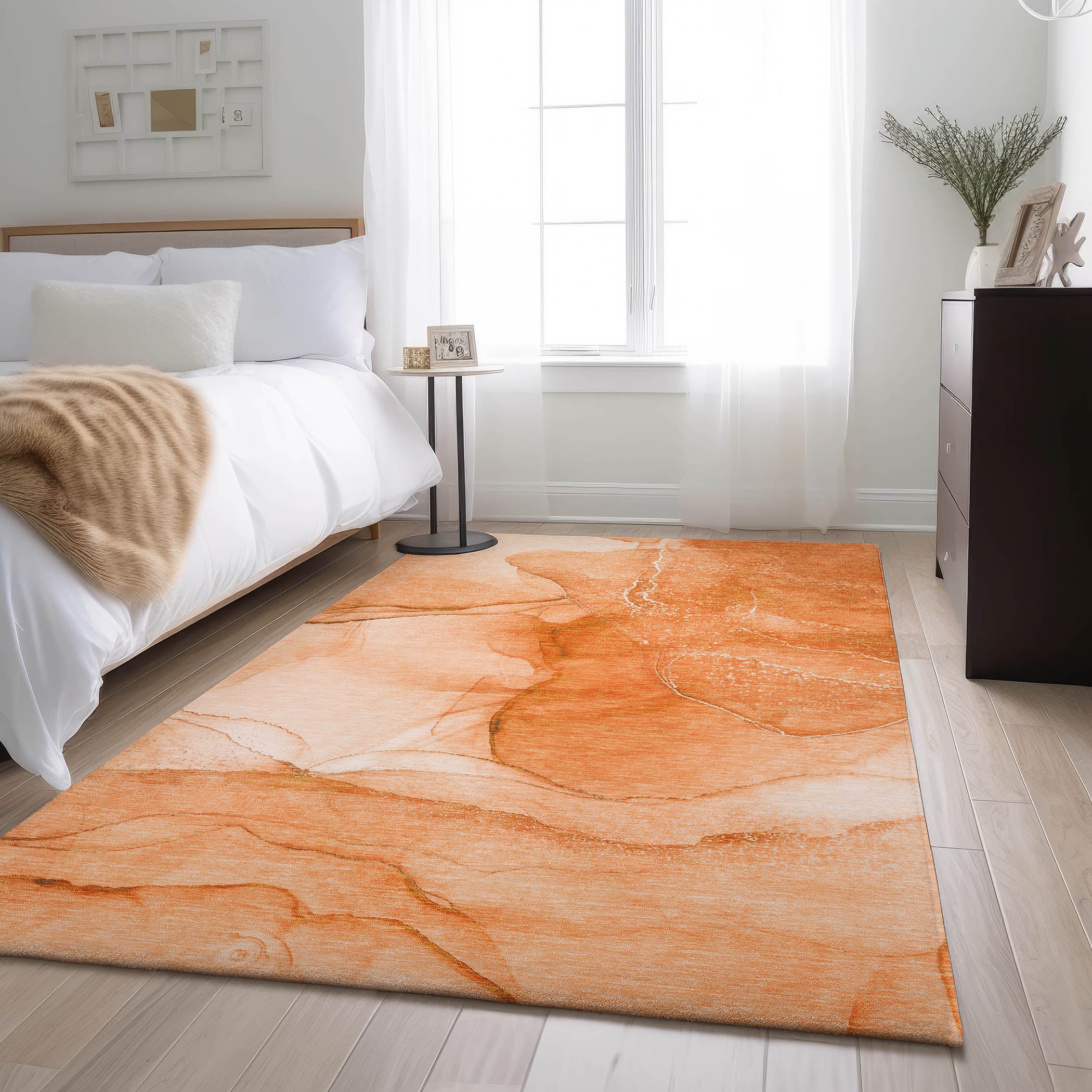 Seoul Machine Washable Transitional Orange Rug 2'6" x 3'10" #shape_Rectangle
