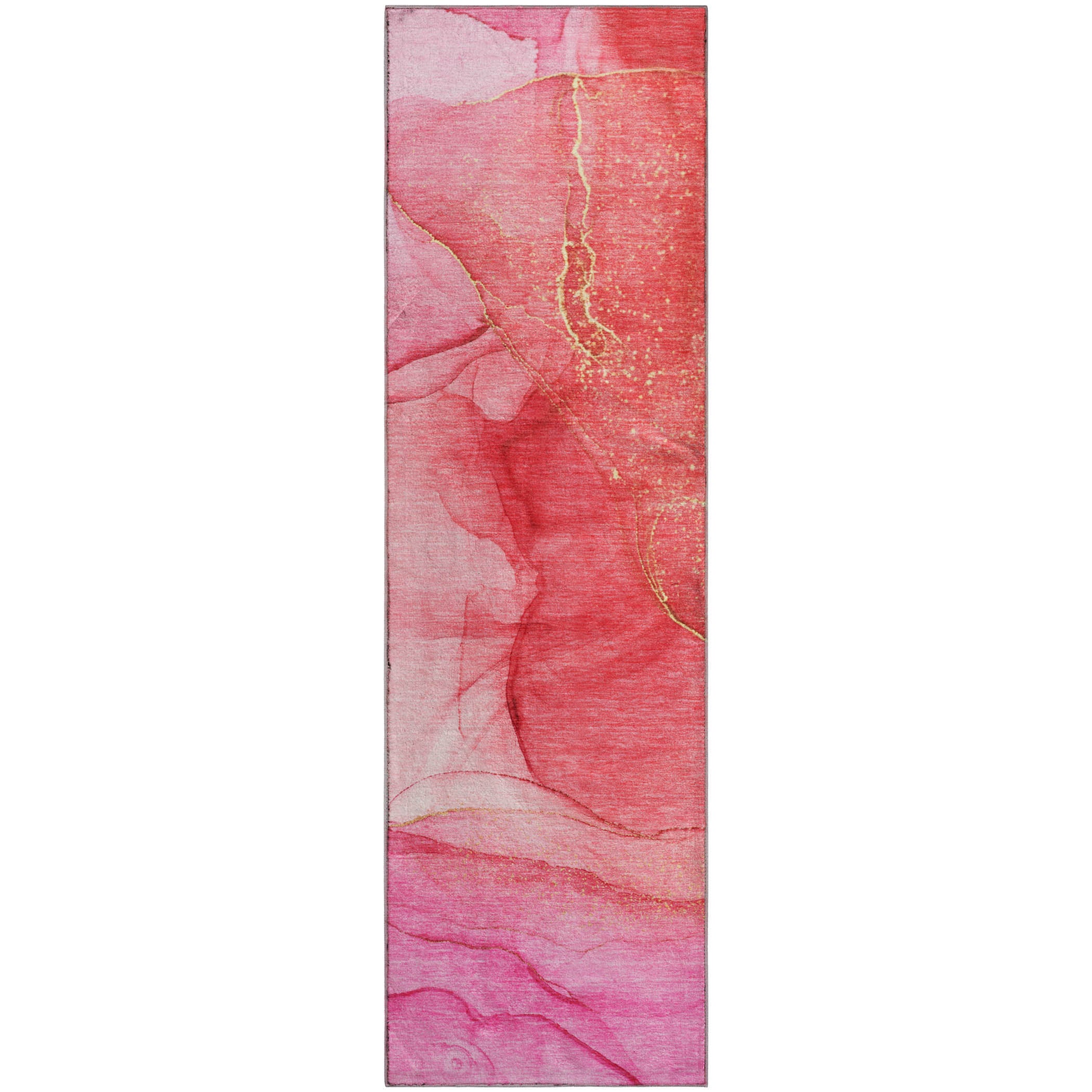 Seoul Machine Washable Transitional Pink Rug 2'3" x 7'6" #shape_Runner