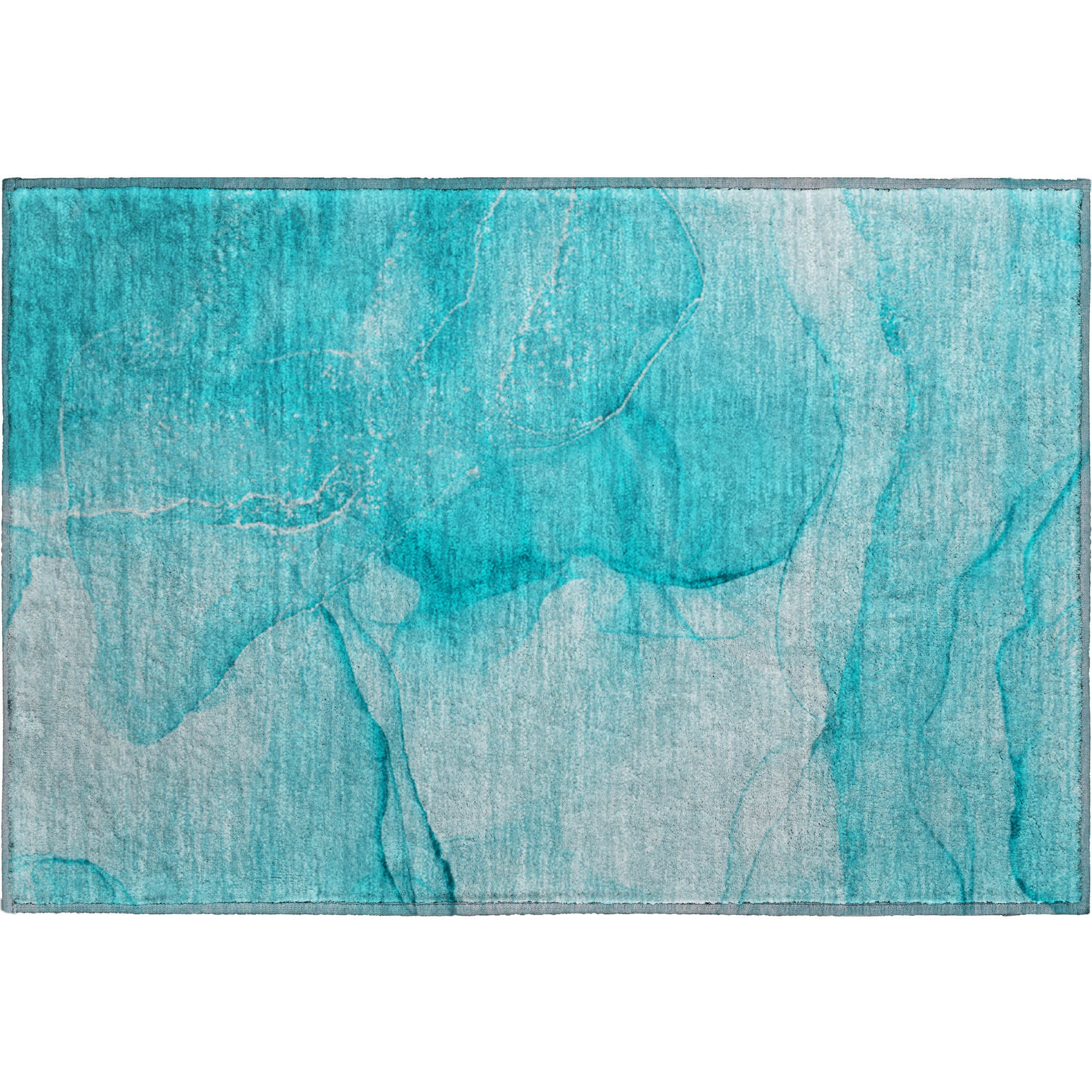 Seoul Machine Washable Transitional Teal Rug 1'8" x 2'6" #shape_Rectangle