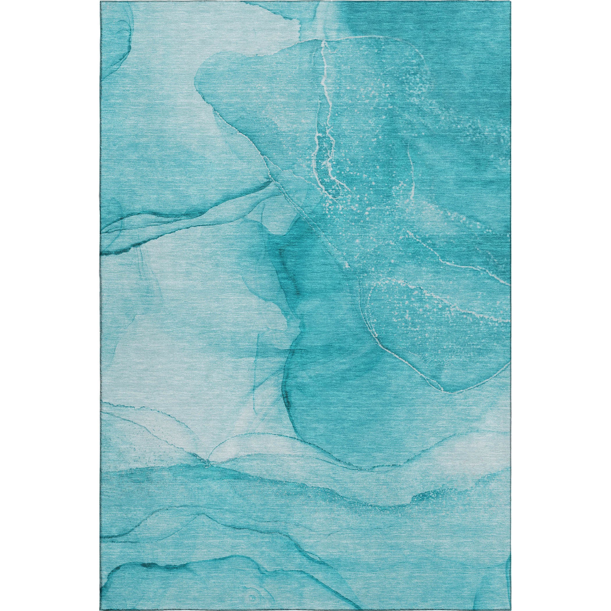 Seoul Machine Washable Transitional Teal Rug 2'6" x 3'10" #shape_Rectangle