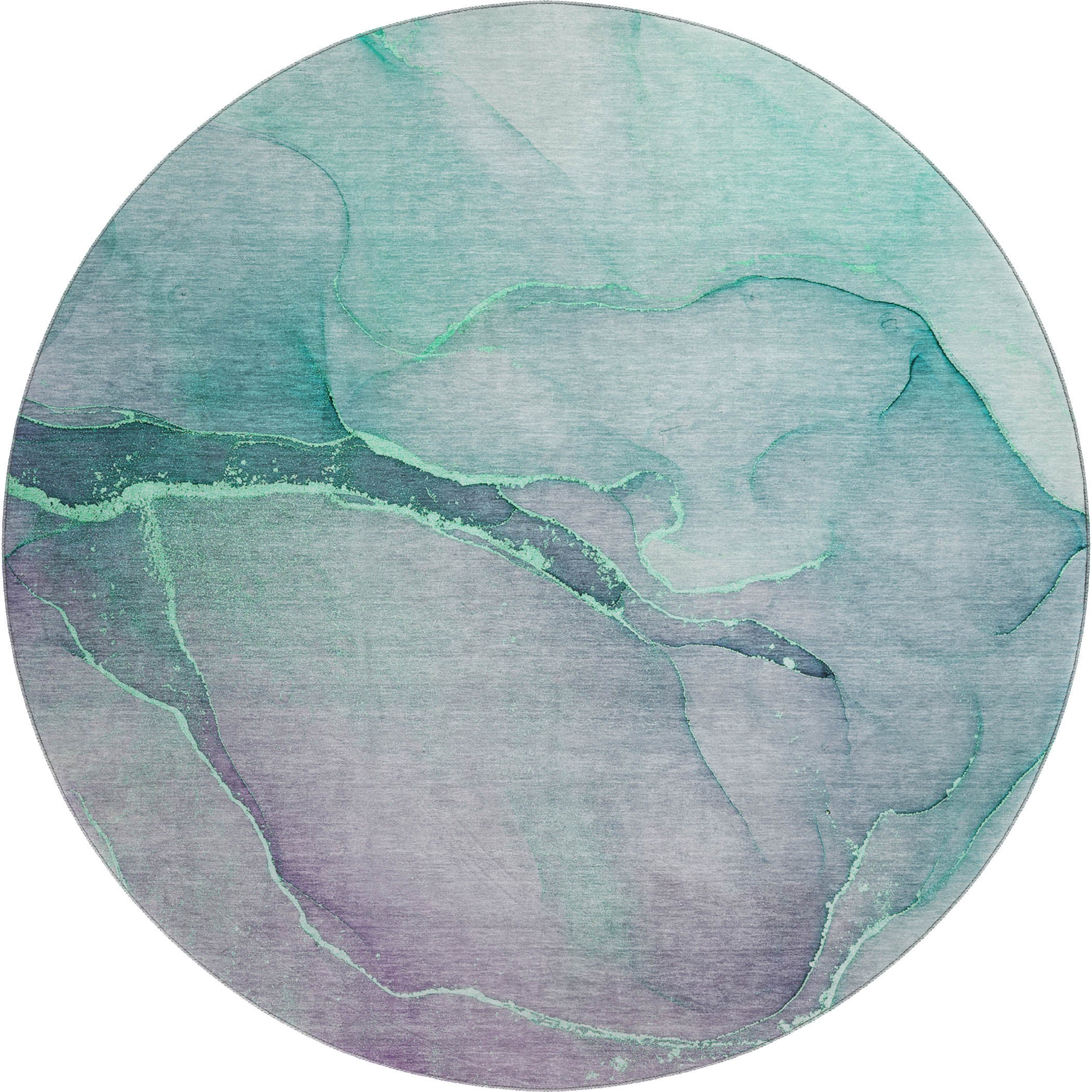 Salzburg Machine Washable Transitional Aloe Green Rug 8' x 8' #shape_Round
