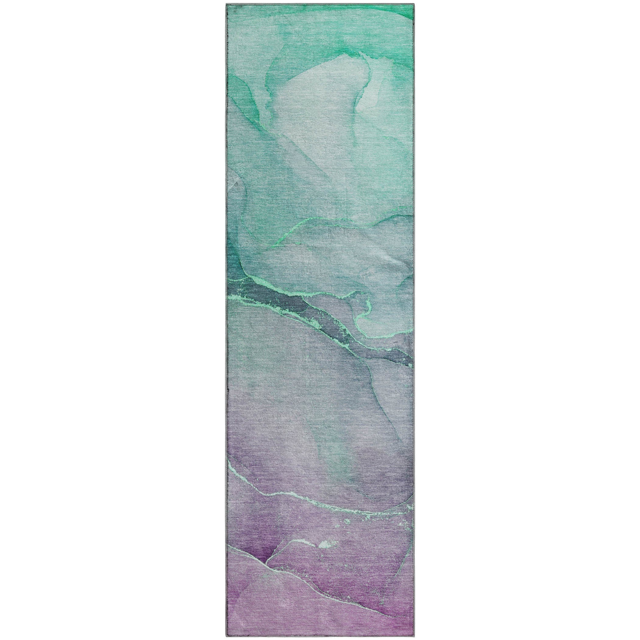 Salzburg Machine Washable Transitional Aloe Green Rug 2'3" x 7'6" #shape_Runner