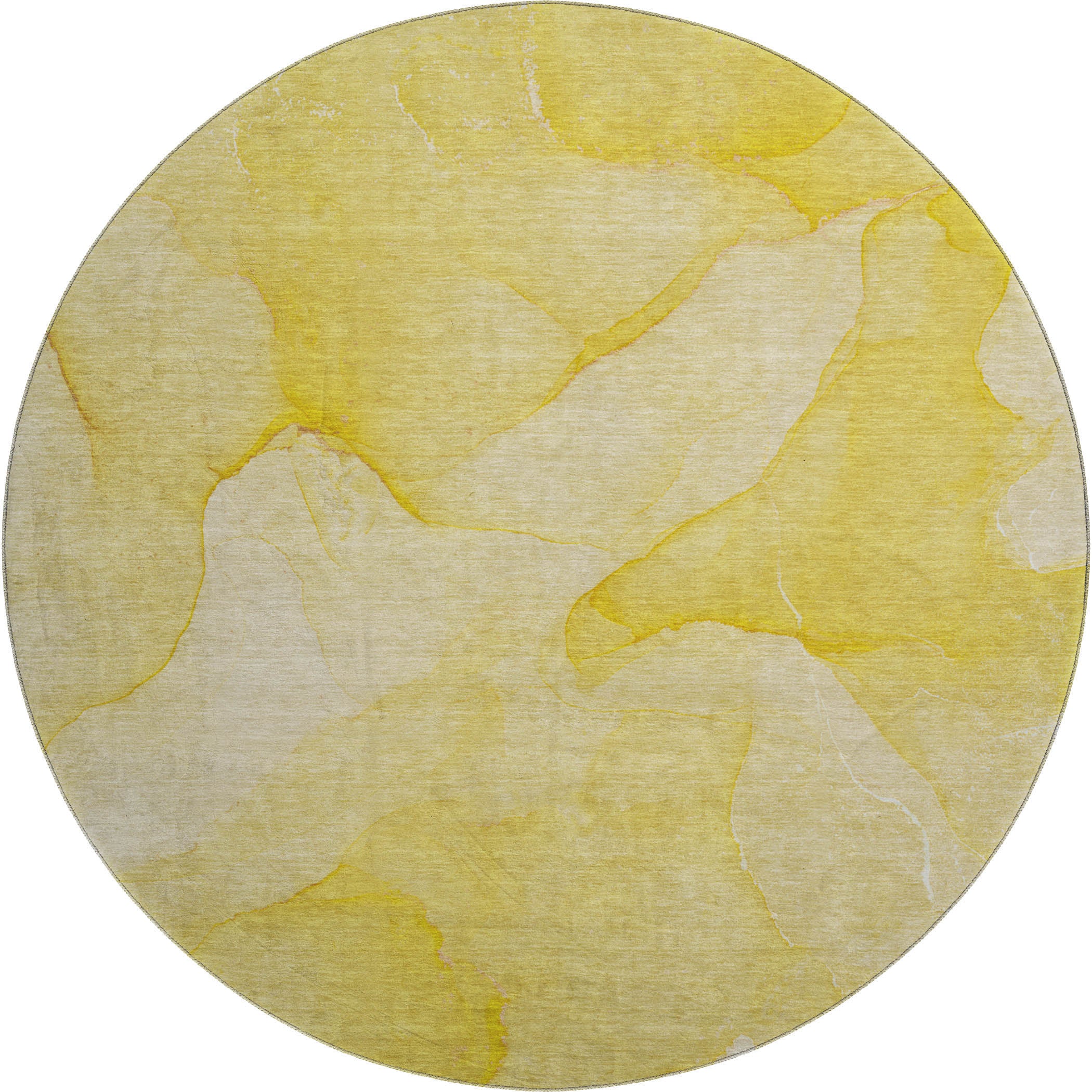 Lima Machine Washable Transitional Gold Rug 8' x 8' #shape_Round