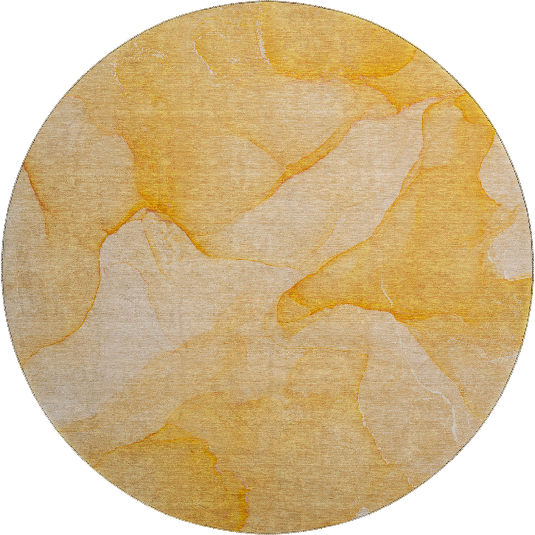 Lima Machine Washable Transitional Orange Rug 8' x 8' #shape_Round