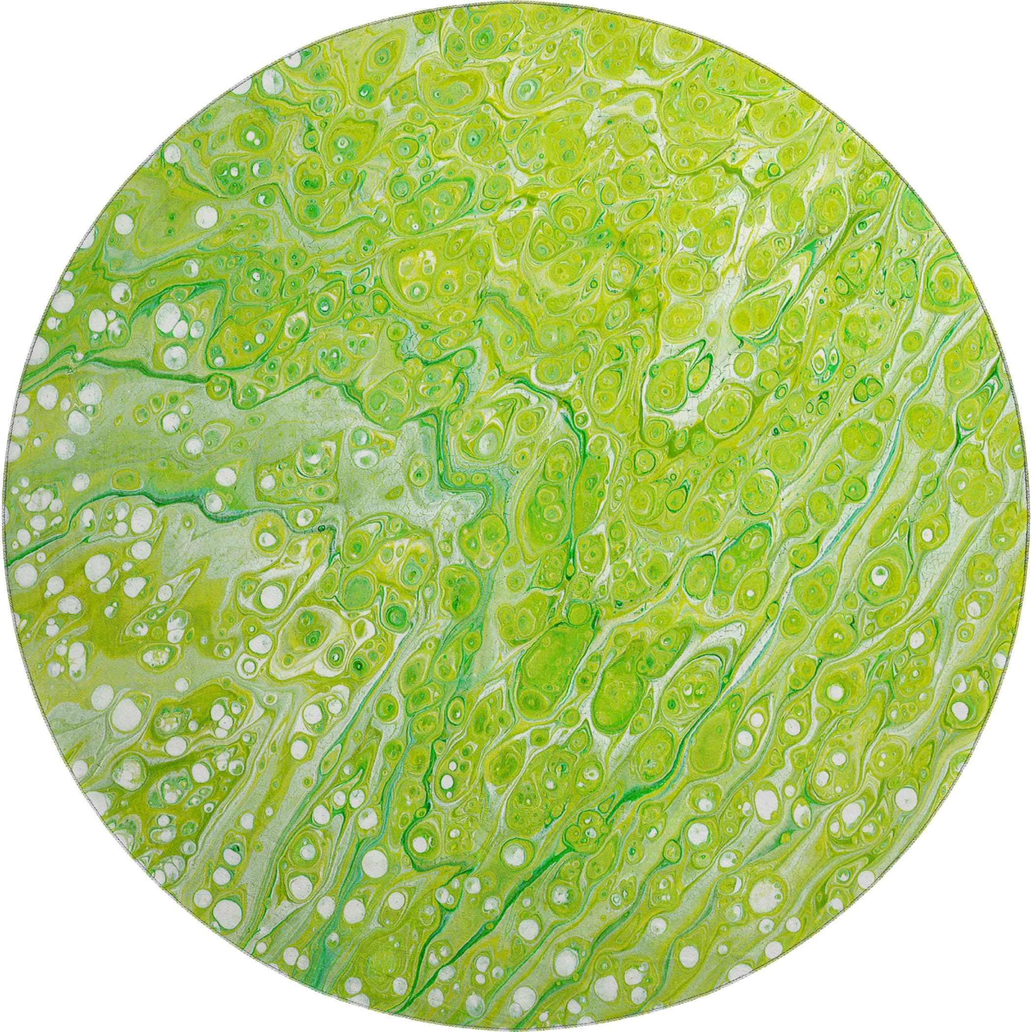 Lisbon Machine Washable Contemporary Clover Green Rug 8' x 8' #shape_Round