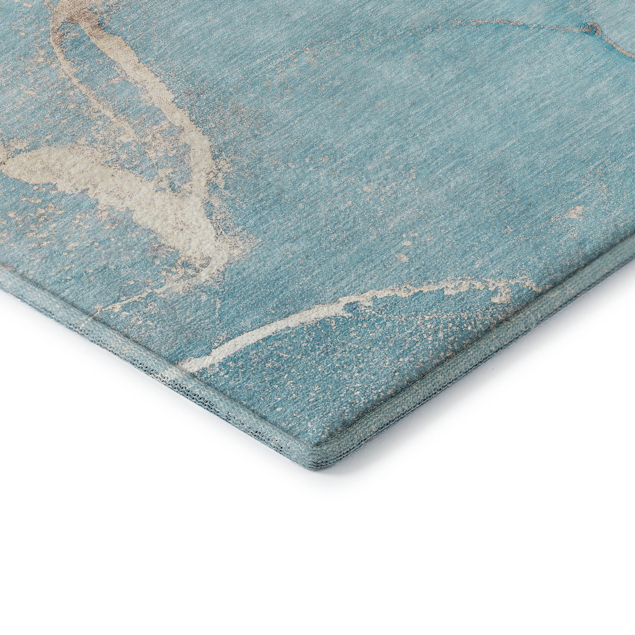 Prague Machine Washable Transitional Teal Rug 1'8" x 2'6" #shape_Rectangle