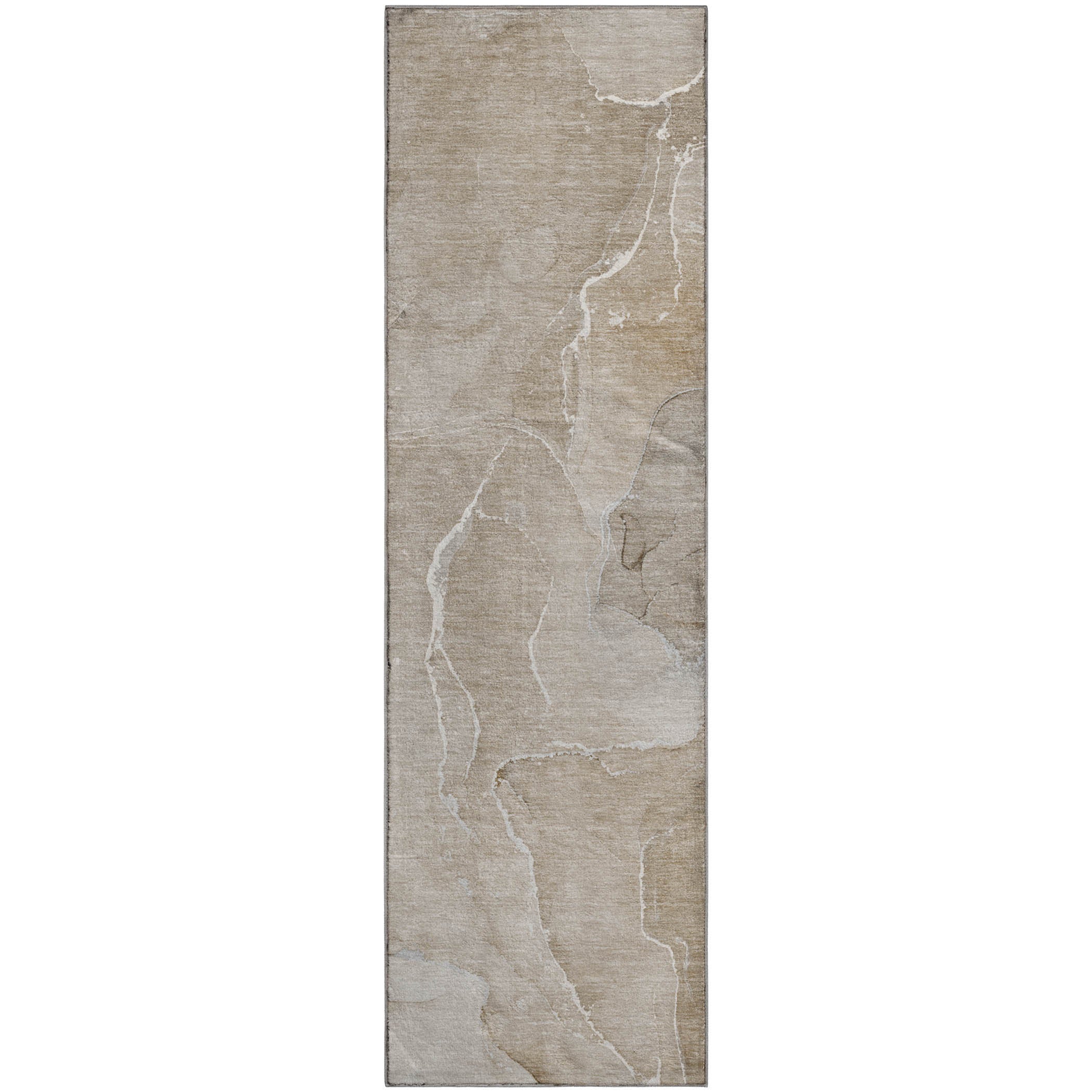 Cairo Machine Washable Transitional Beige Brown Rug 2'3" x 7'6" #shape_Runner