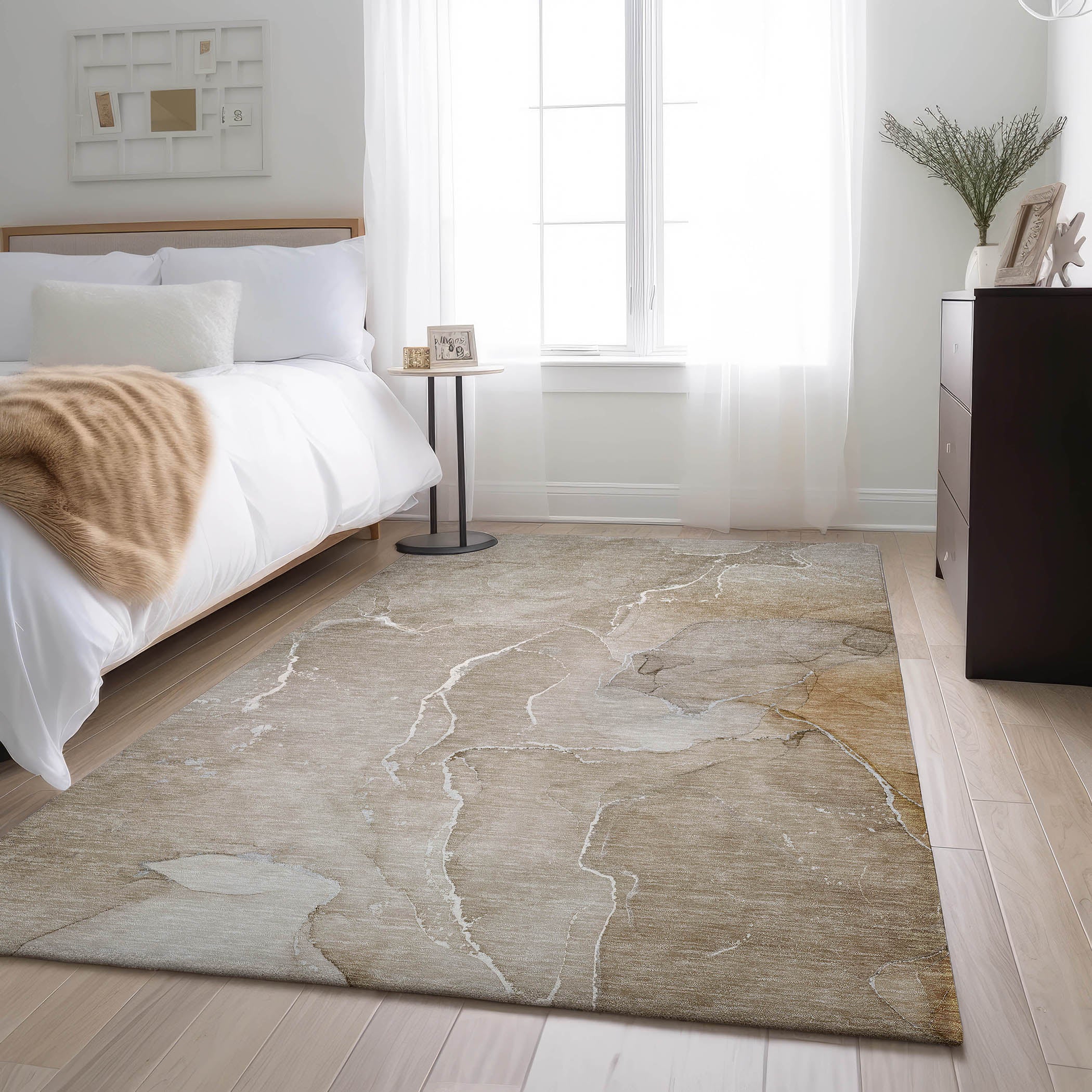 Cairo Machine Washable Transitional Beige Brown Rug 2'6" x 3'10" #shape_Rectangle