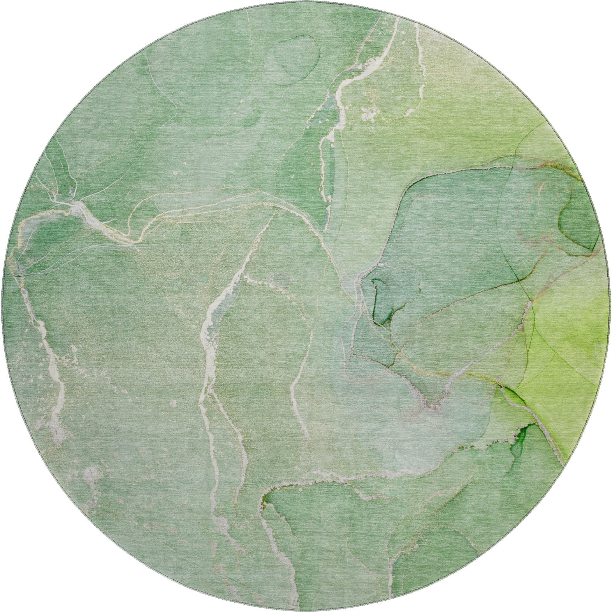 Cairo Machine Washable Transitional Green Rug 8' x 8' #shape_Round