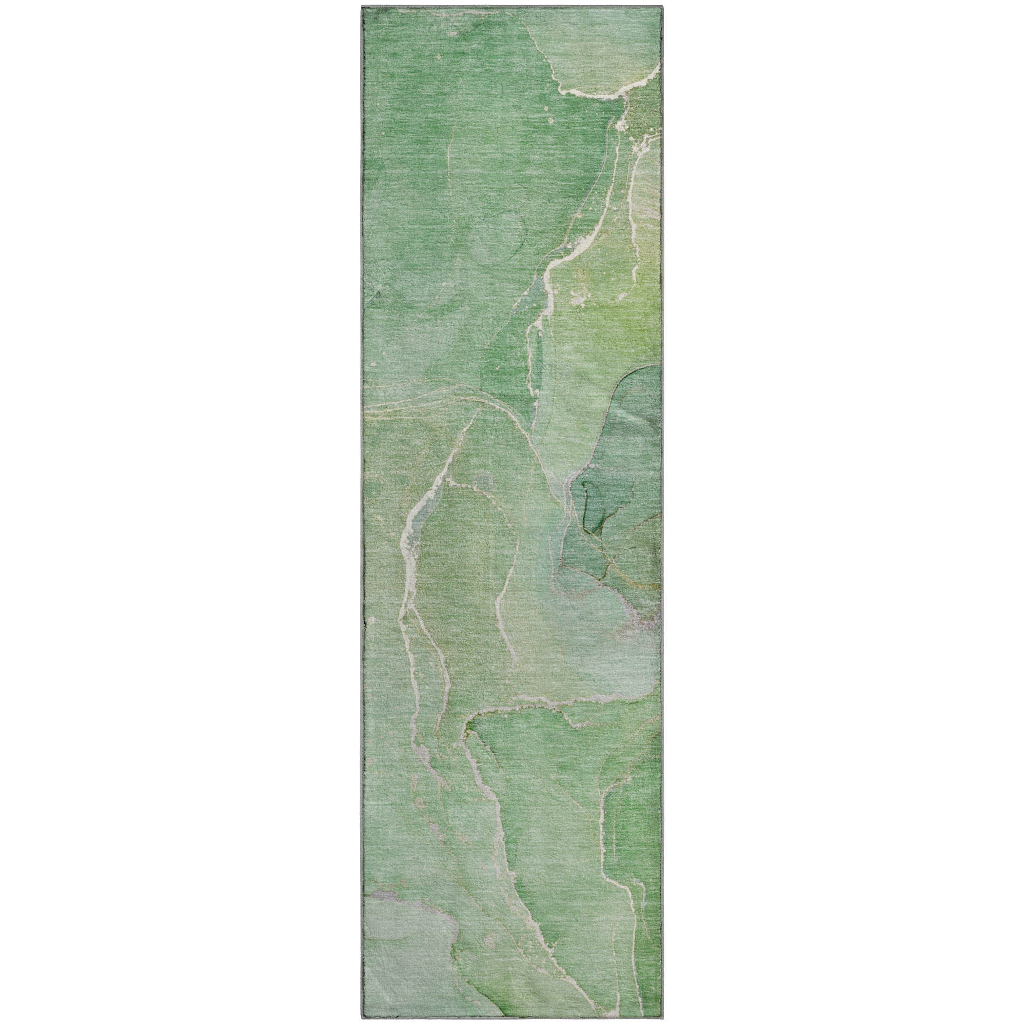 Cairo Machine Washable Transitional Green Rug 2'3" x 7'6" #shape_Runner