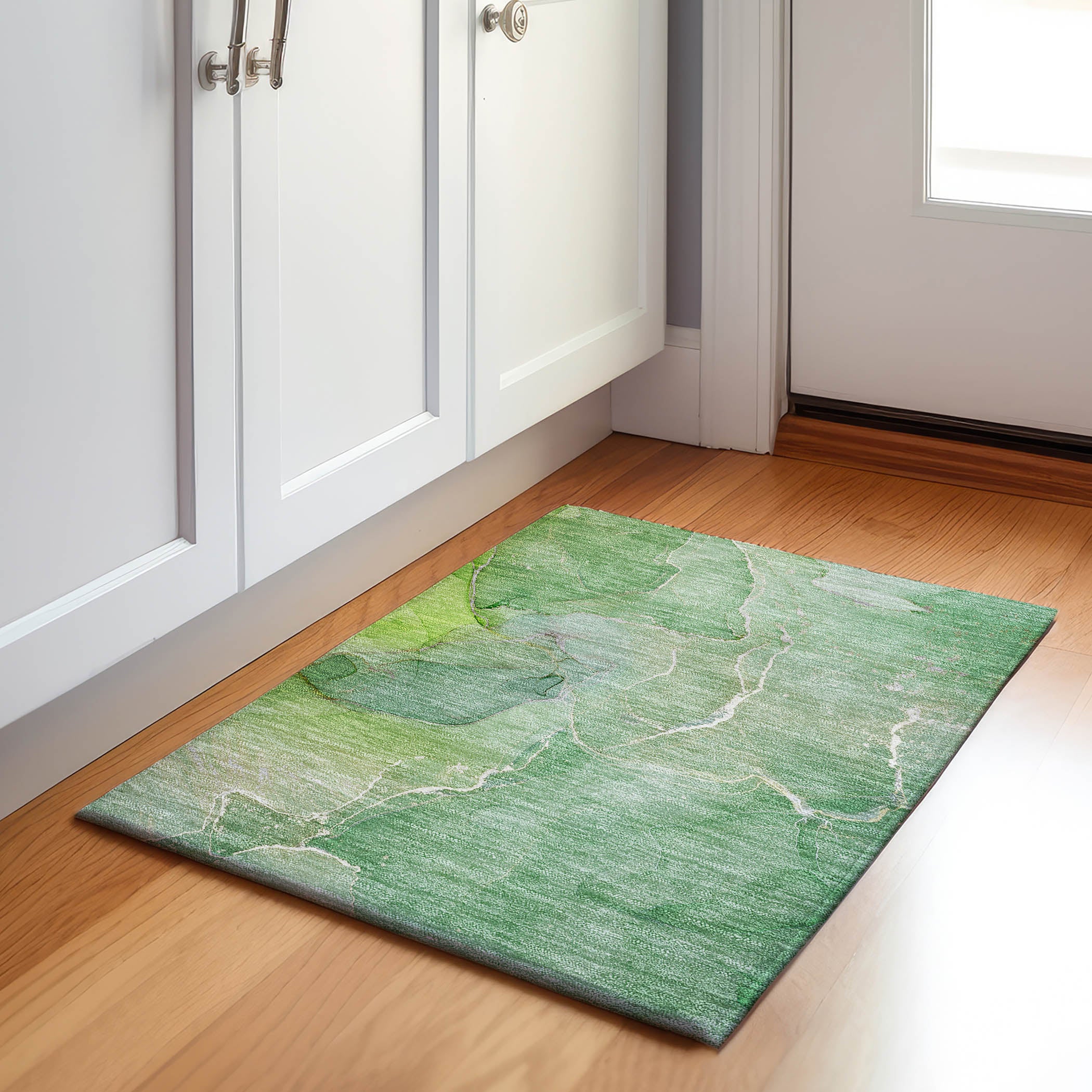 Cairo Machine Washable Transitional Green Rug 1'8" x 2'6" #shape_Rectangle