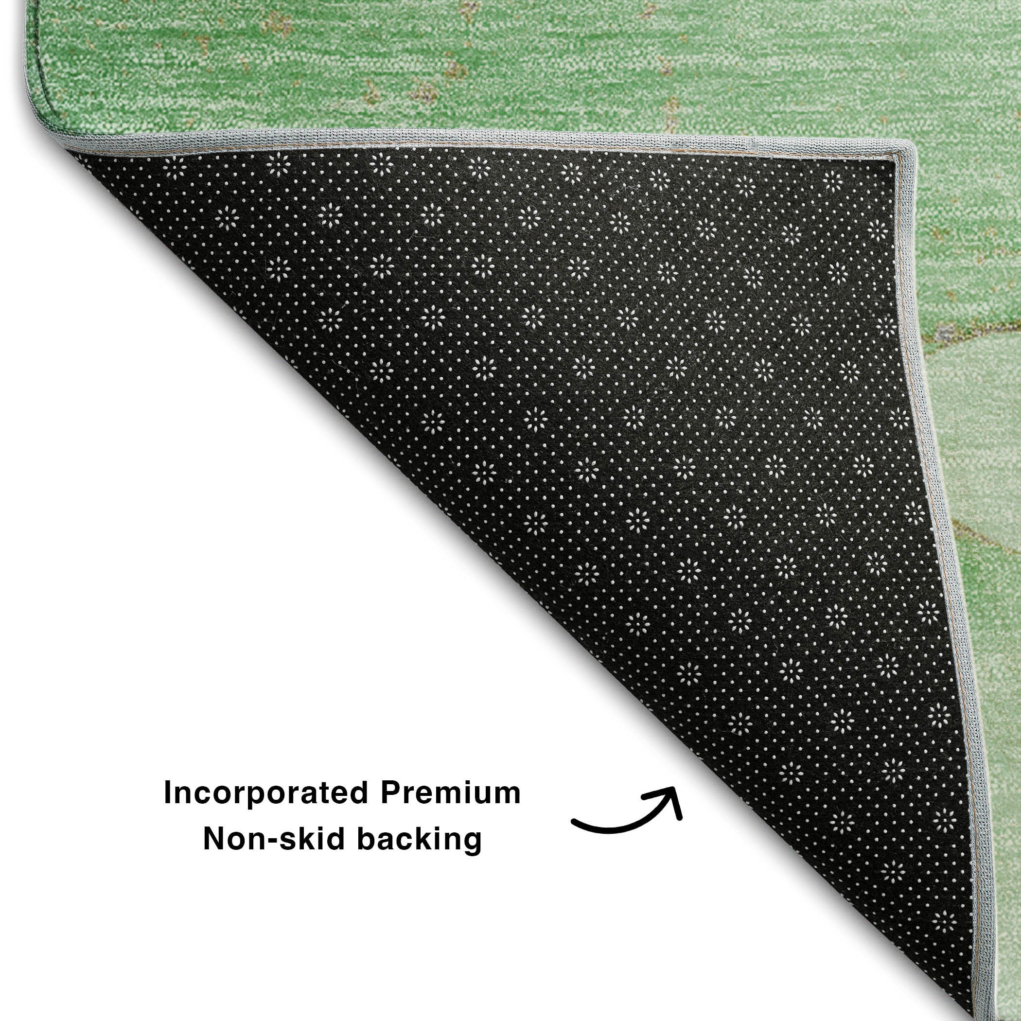 Cairo Machine Washable Transitional Green Rug 1'8" x 2'6" #shape_Rectangle
