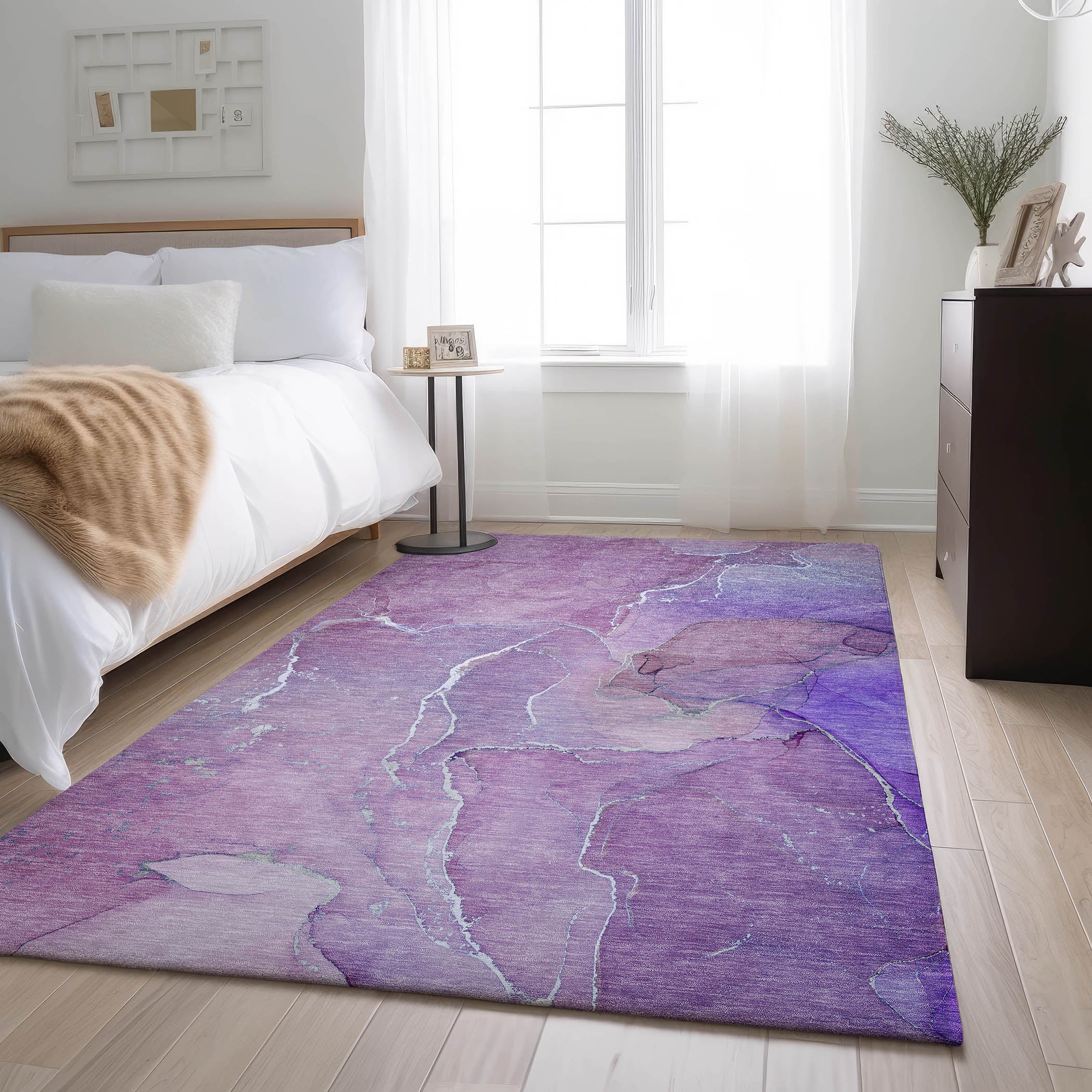 Cairo Machine Washable Transitional Purple Rug 2'6" x 3'10" #shape_Rectangle