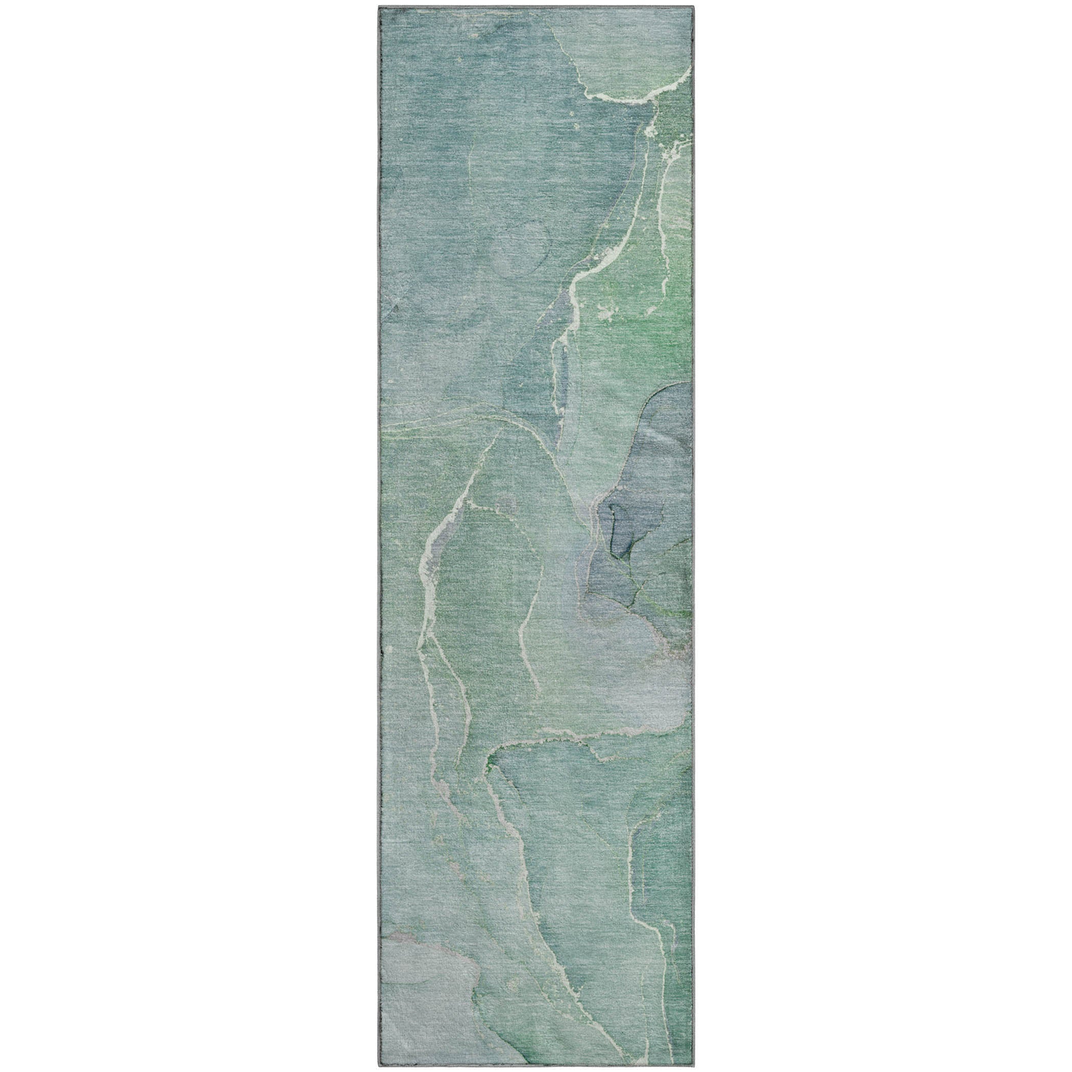 Cairo Machine Washable Transitional Teal Rug 2'3" x 7'6" #shape_Runner