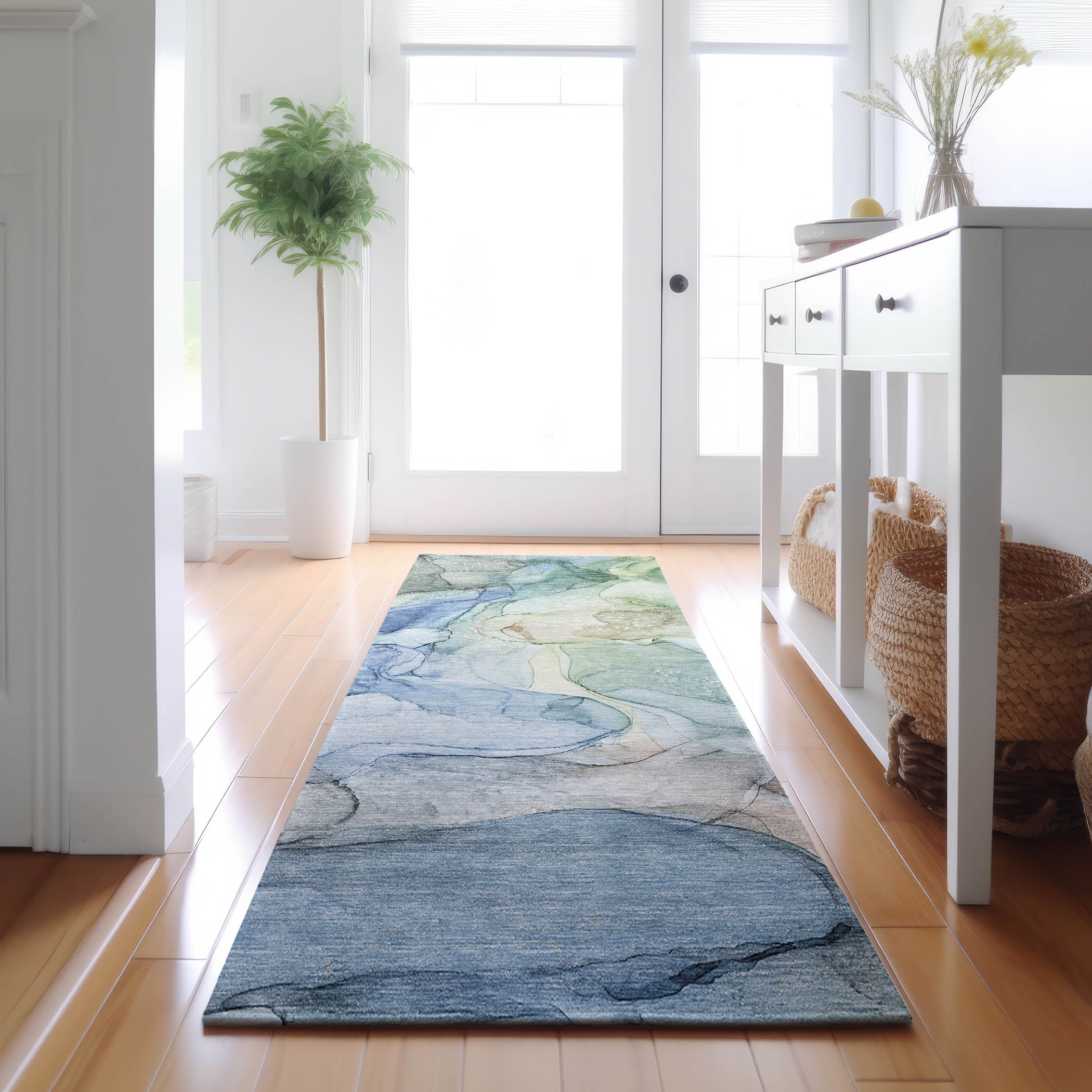 Jaipur Machine Washable Transitional Blue Rug 2'3" x 7'6" #shape_Runner