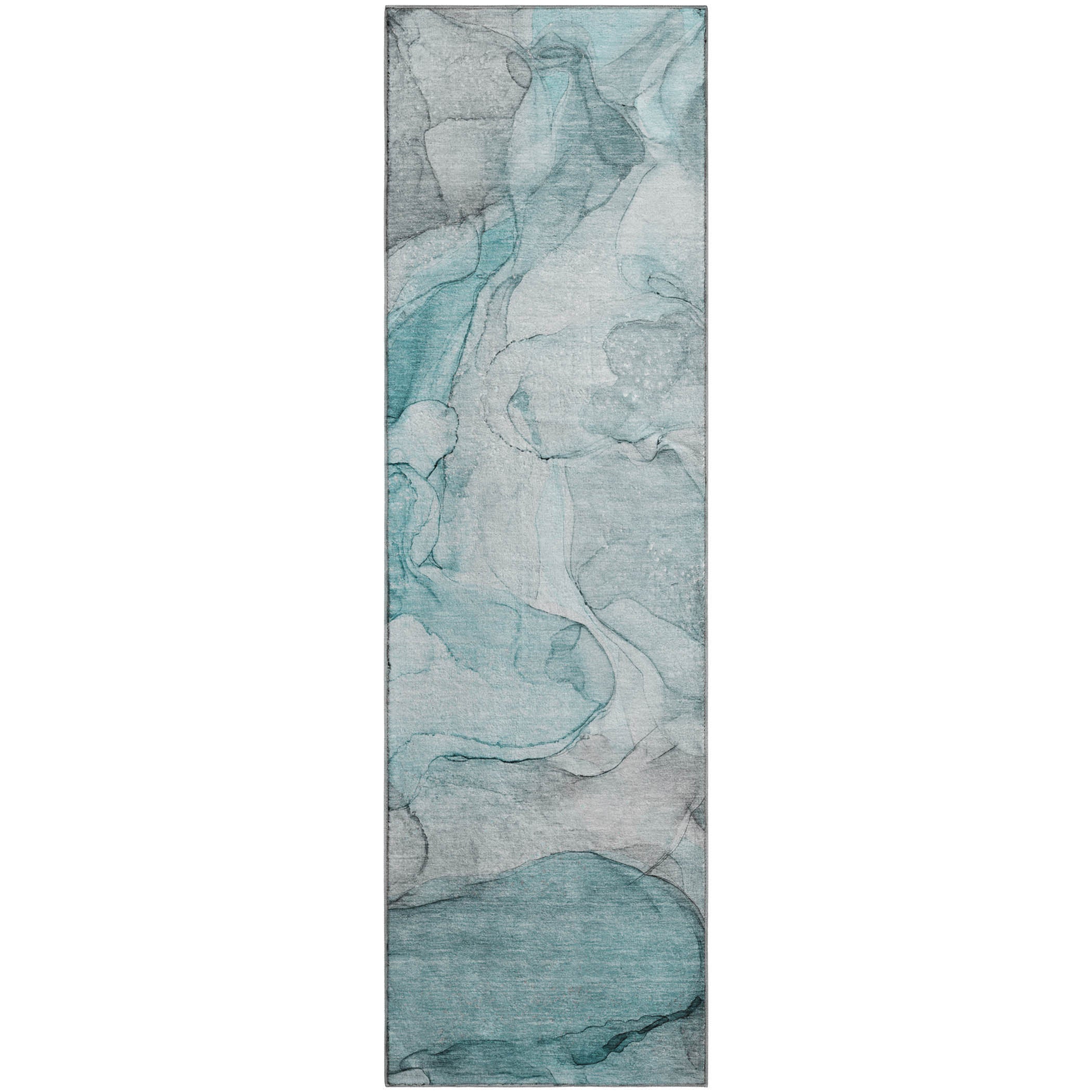 Jaipur Machine Washable Transitional Teal Rug 2'3" x 7'6" #shape_Runner