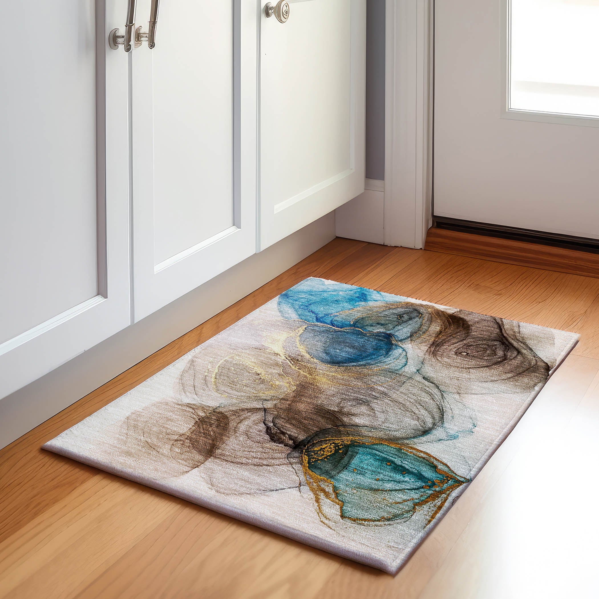Lima Machine Washable Transitional Beige Brown Rug 1'8" x 2'6" #shape_Rectangle