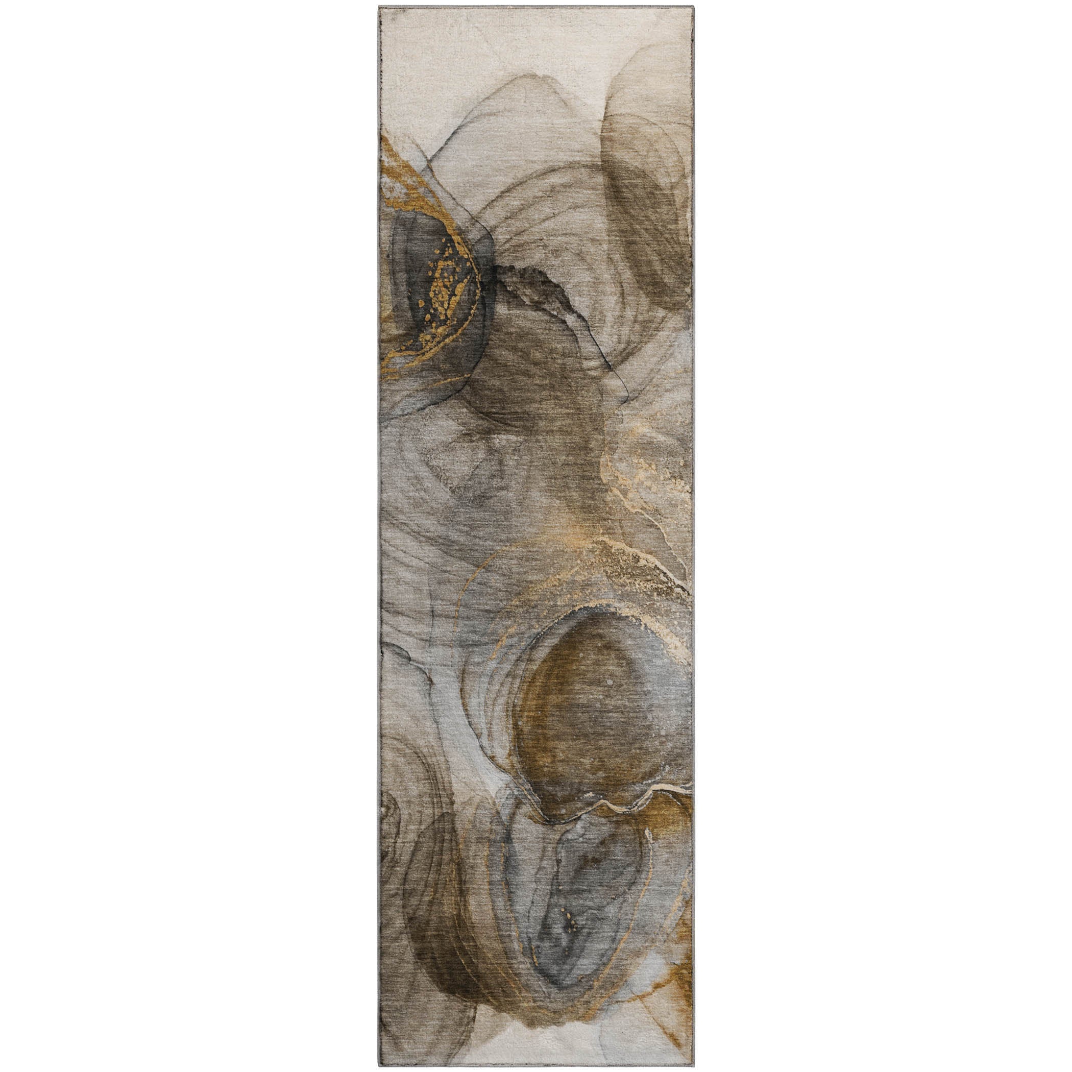 Lima Machine Washable Transitional Brown Rug 2'3" x 7'6" #shape_Runner