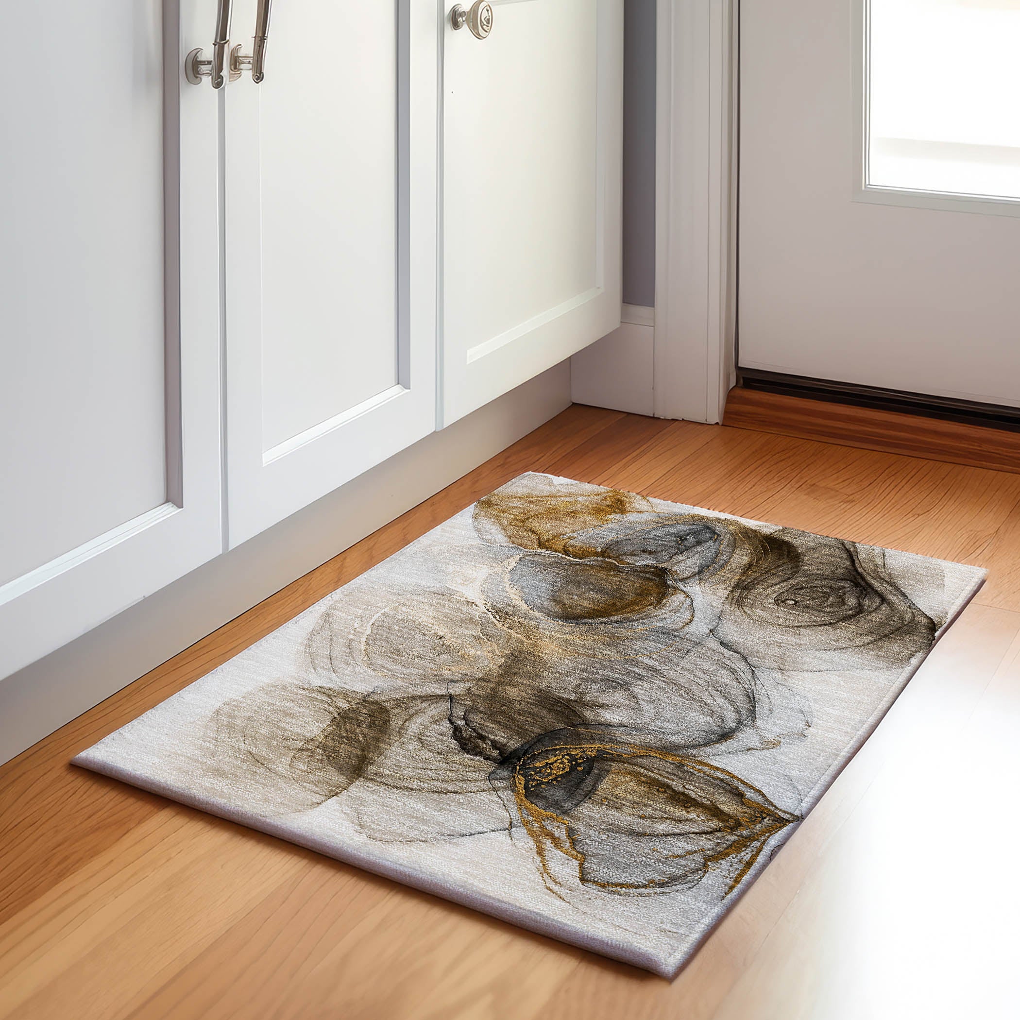 Lima Machine Washable Transitional Brown Rug 1'8" x 2'6" #shape_Rectangle