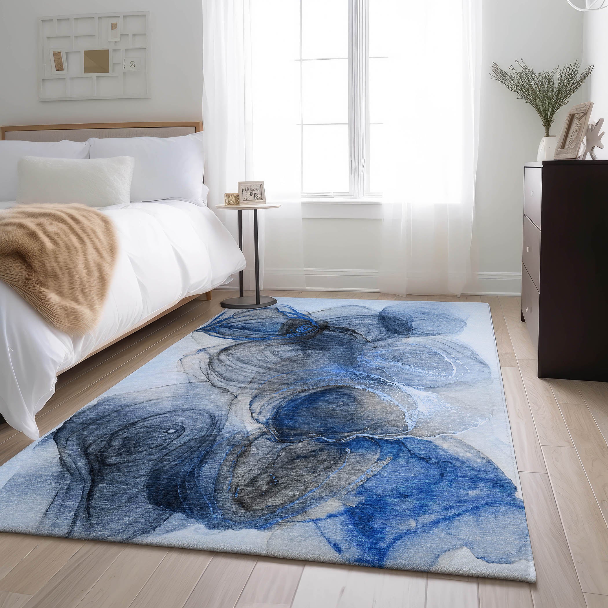 Lima Machine Washable Transitional Navy Blue Rug 2'6" x 3'10" #shape_Rectangle