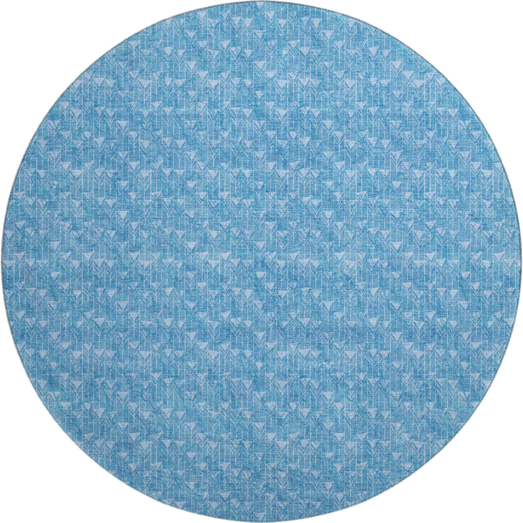 Hoi An Machine Washable Transitional Blue Rug 8' x 8' #shape_Round