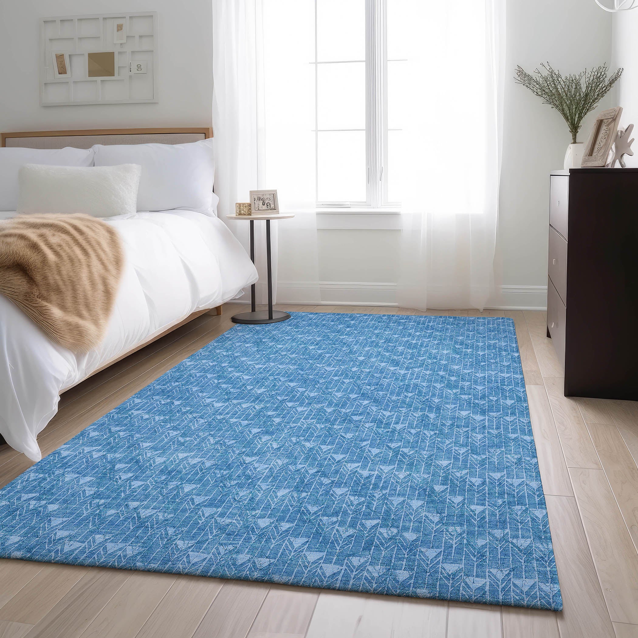 Hoi An Machine Washable Transitional Blue Rug 2'6" x 3'10" #shape_Rectangle