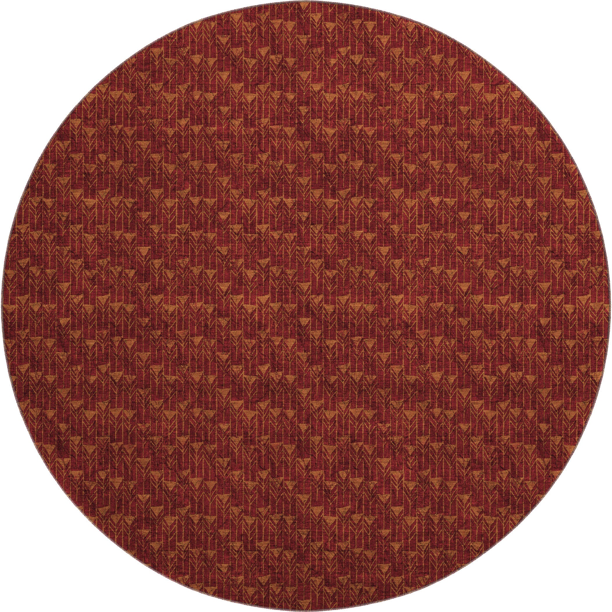 Hoi An Machine Washable Transitional Burgundy Red Rug 8' x 8' #shape_Round