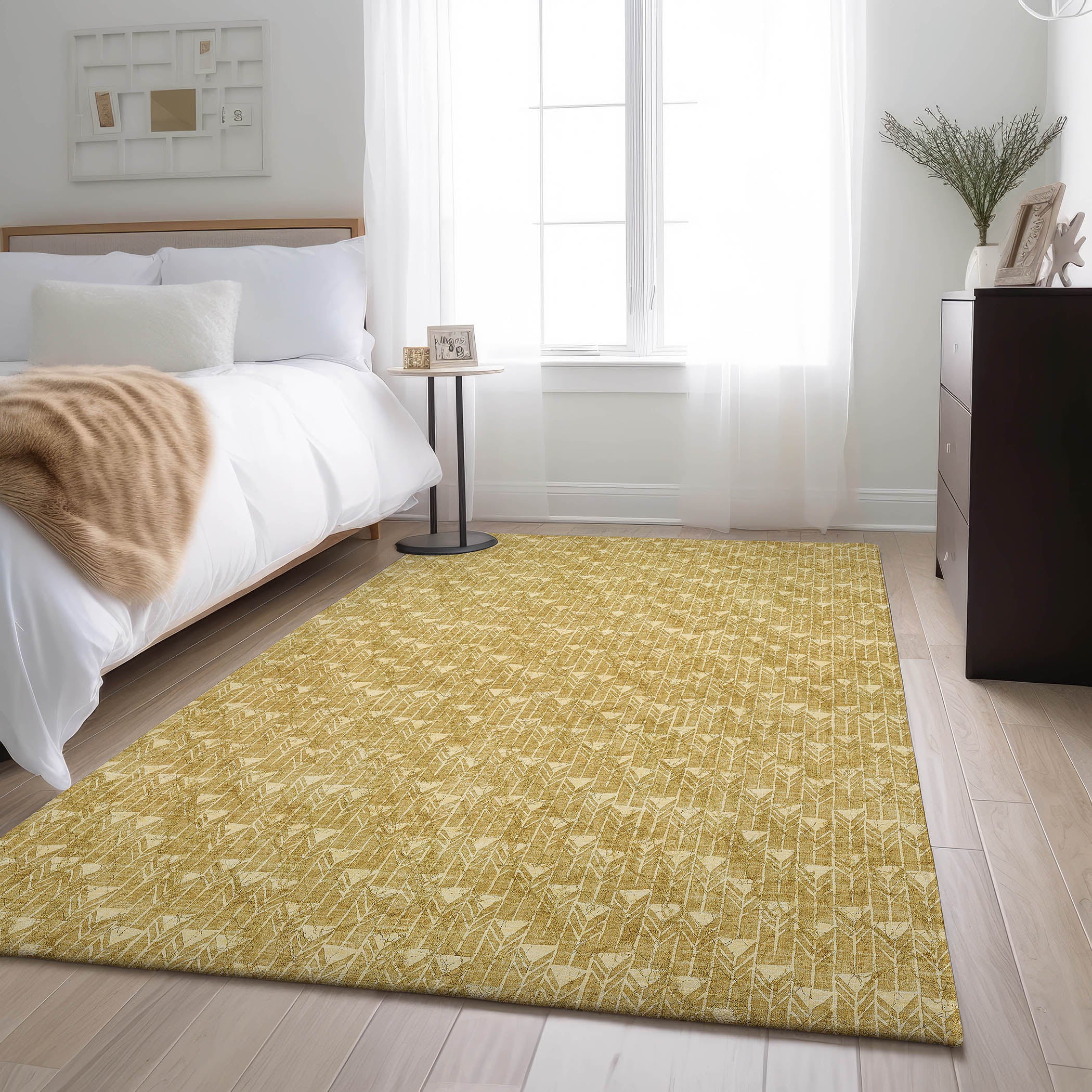 Hoi An Machine Washable Transitional Gold Rug 2'6" x 3'10" #shape_Rectangle