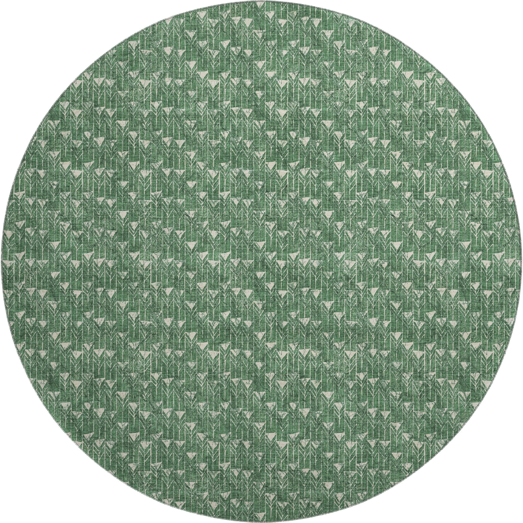 Hoi An Machine Washable Transitional Green Rug 8' x 8' #shape_Round