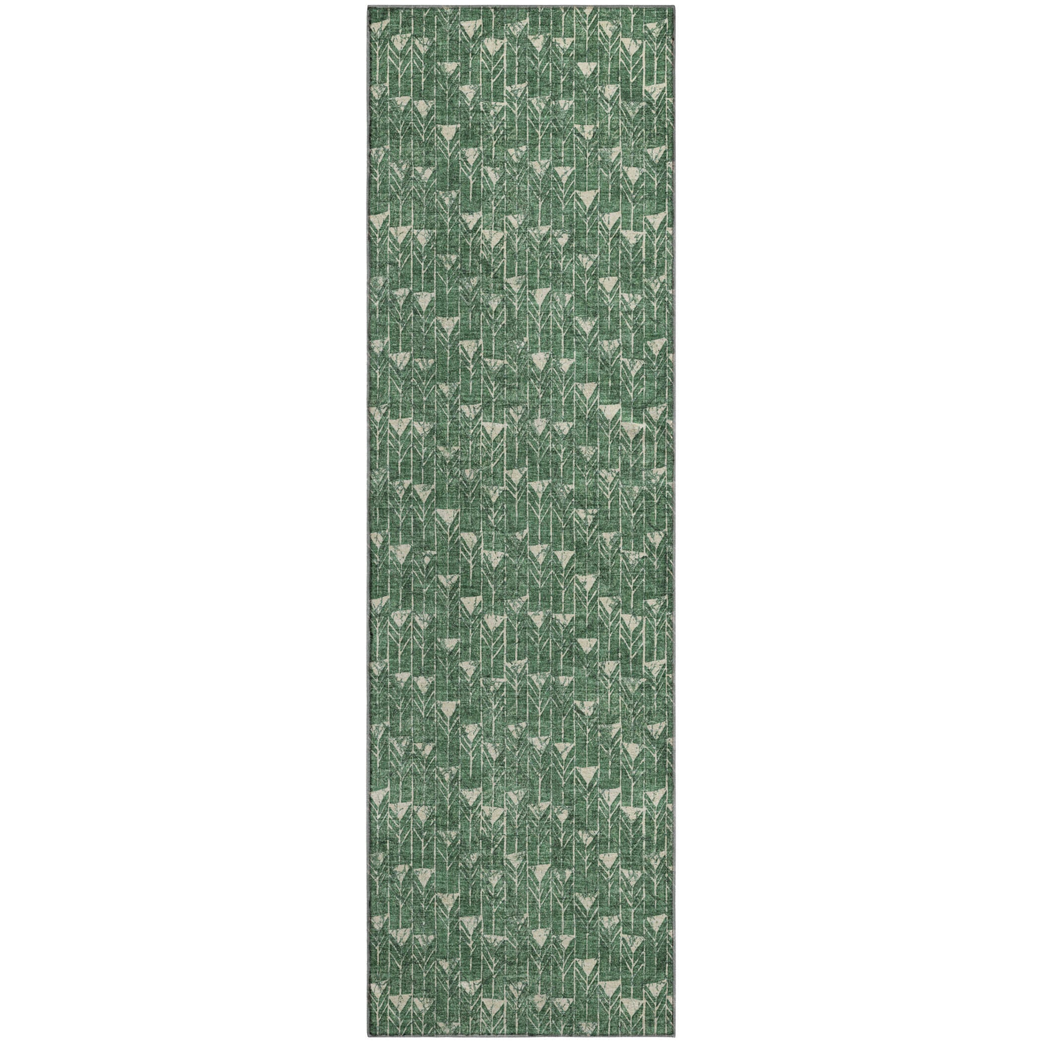 Hoi An Machine Washable Transitional Green Rug 2'3" x 7'6" #shape_Runner