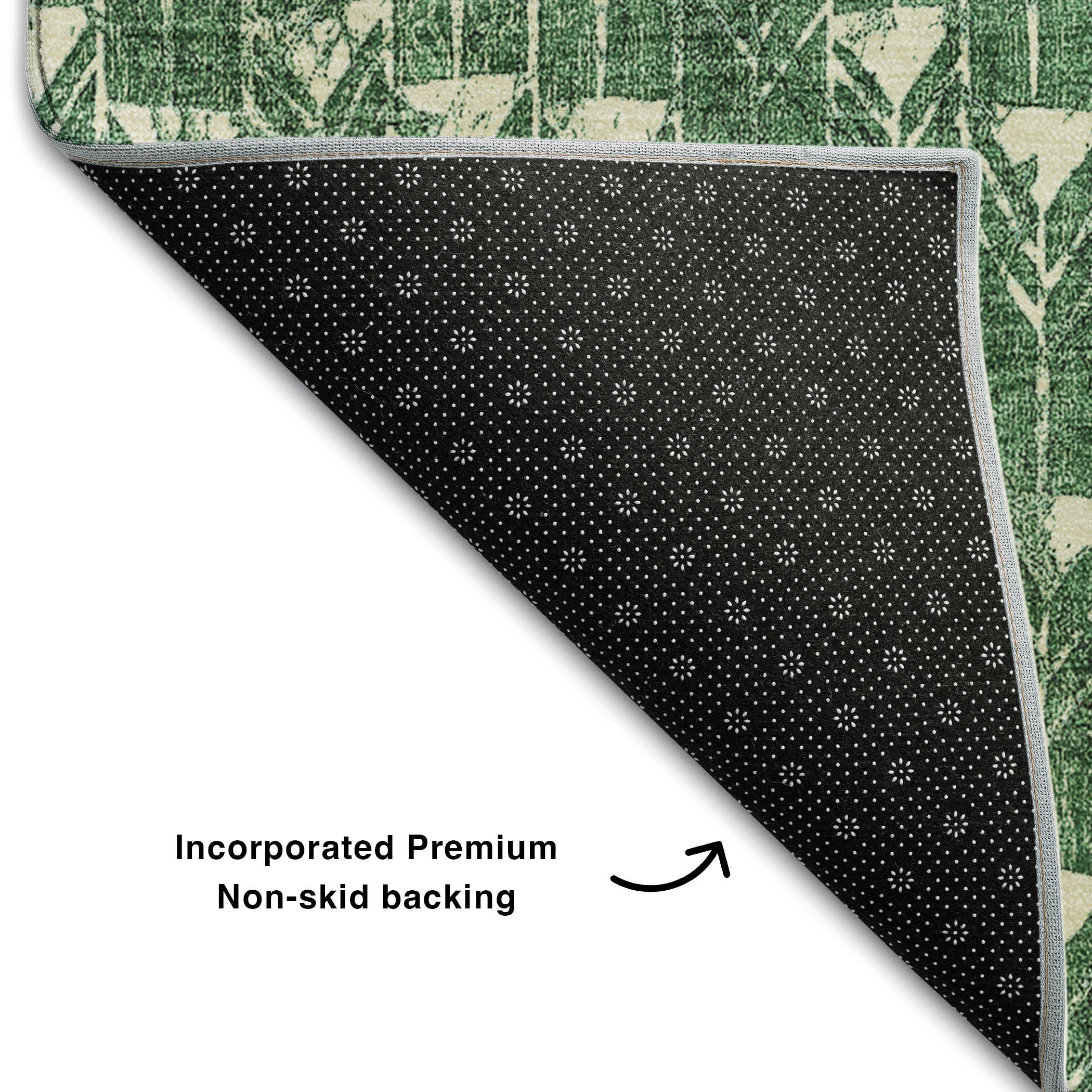 Hoi An Machine Washable Transitional Green Rug 1'8" x 2'6" #shape_Rectangle