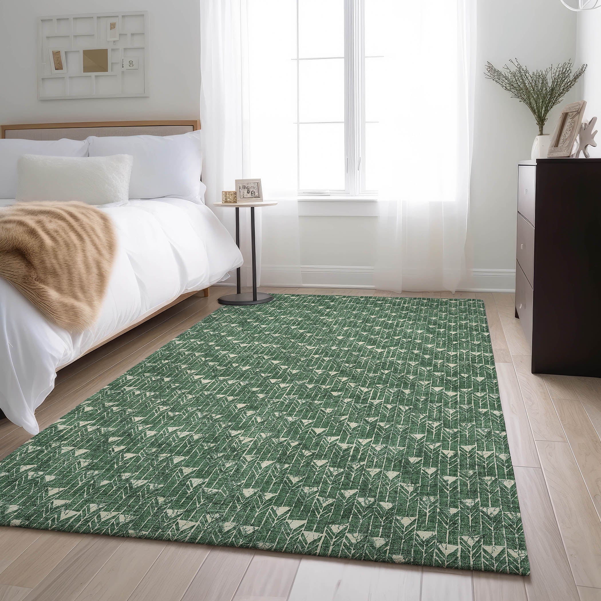 Hoi An Machine Washable Transitional Green Rug 2'6" x 3'10" #shape_Rectangle