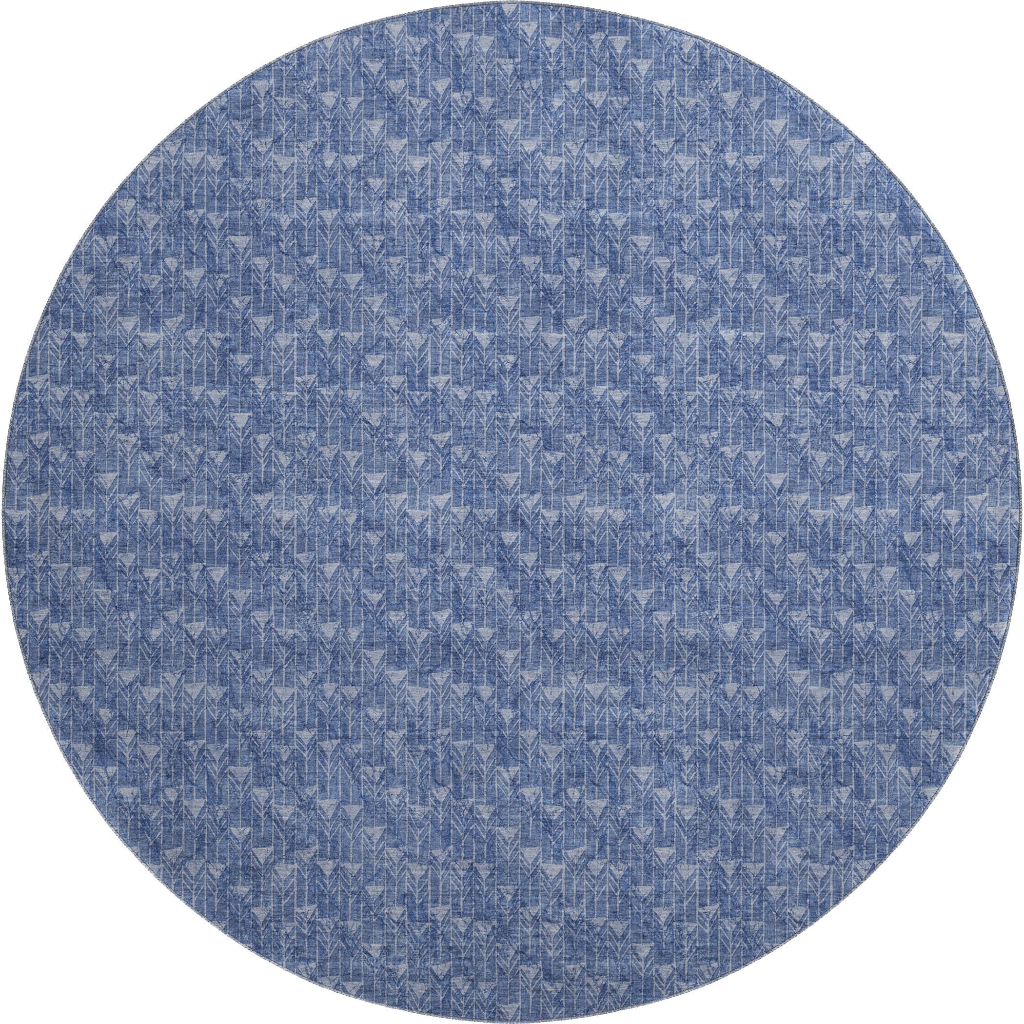 Hoi An Machine Washable Transitional Navy Blue Rug 8' x 8' #shape_Round
