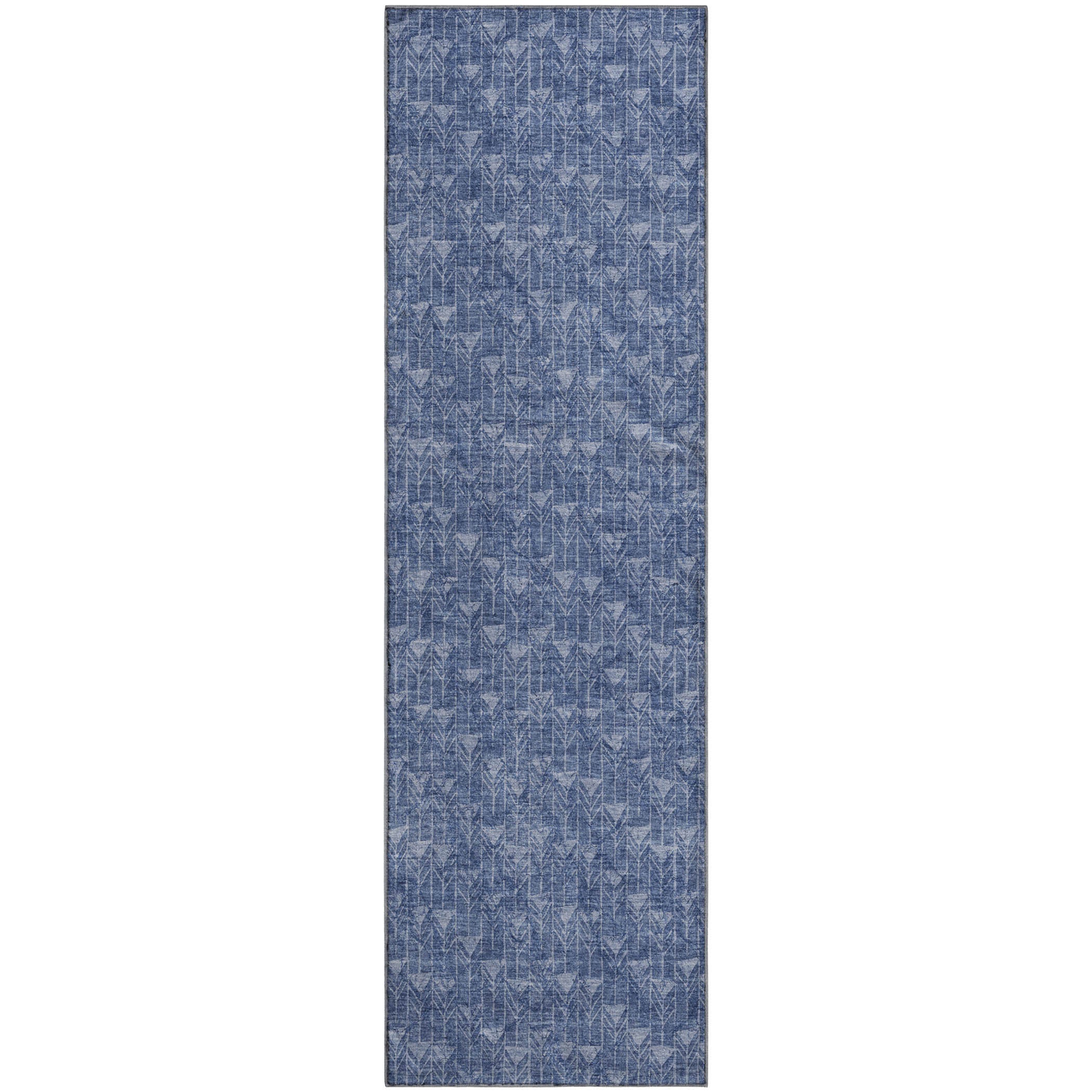 Hoi An Machine Washable Transitional Navy Blue Rug 2'3" x 7'6" #shape_Runner