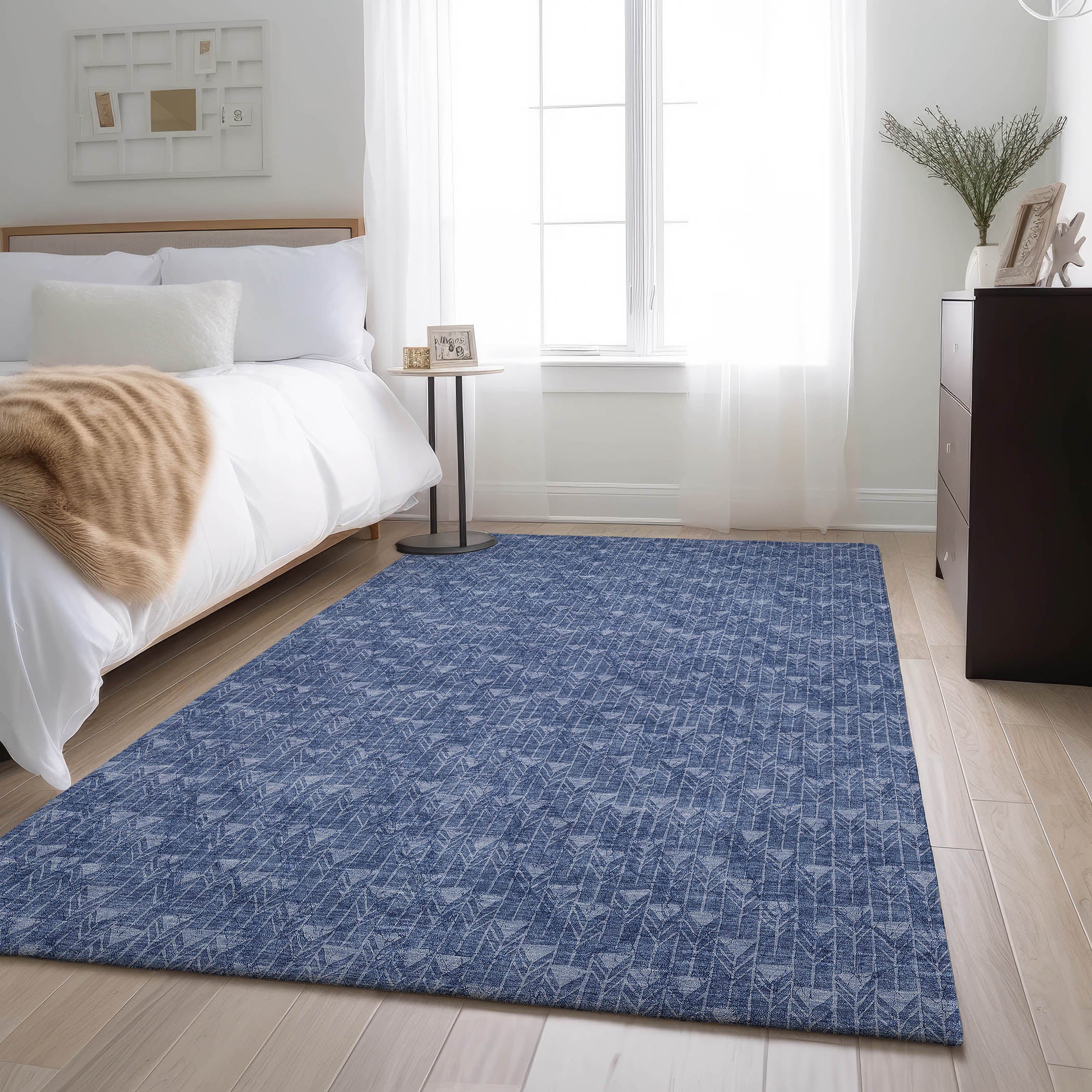 Hoi An Machine Washable Transitional Navy Blue Rug 2'6" x 3'10" #shape_Rectangle