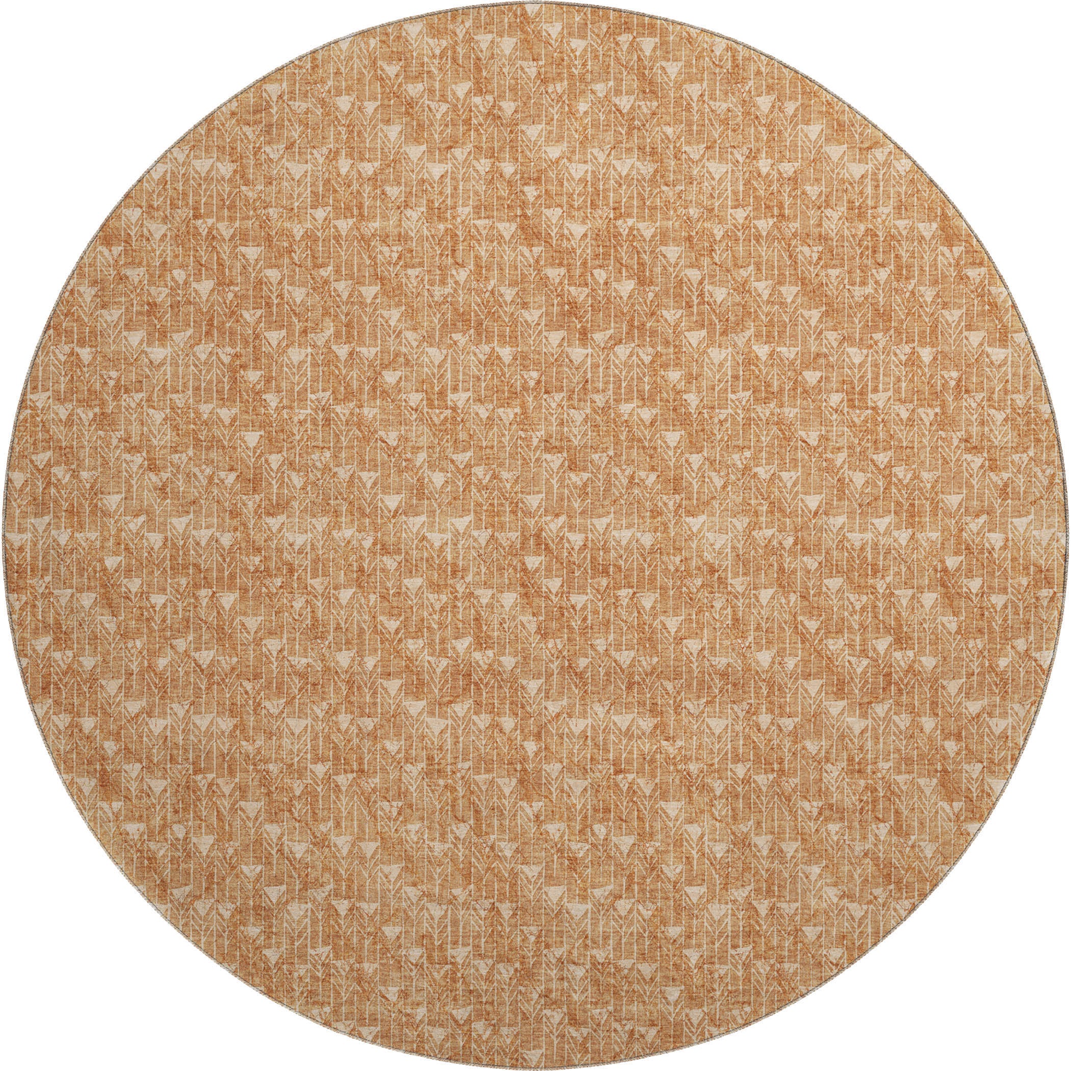 Hoi An Machine Washable Transitional Salmon Orange Rug 8' x 8' #shape_Round