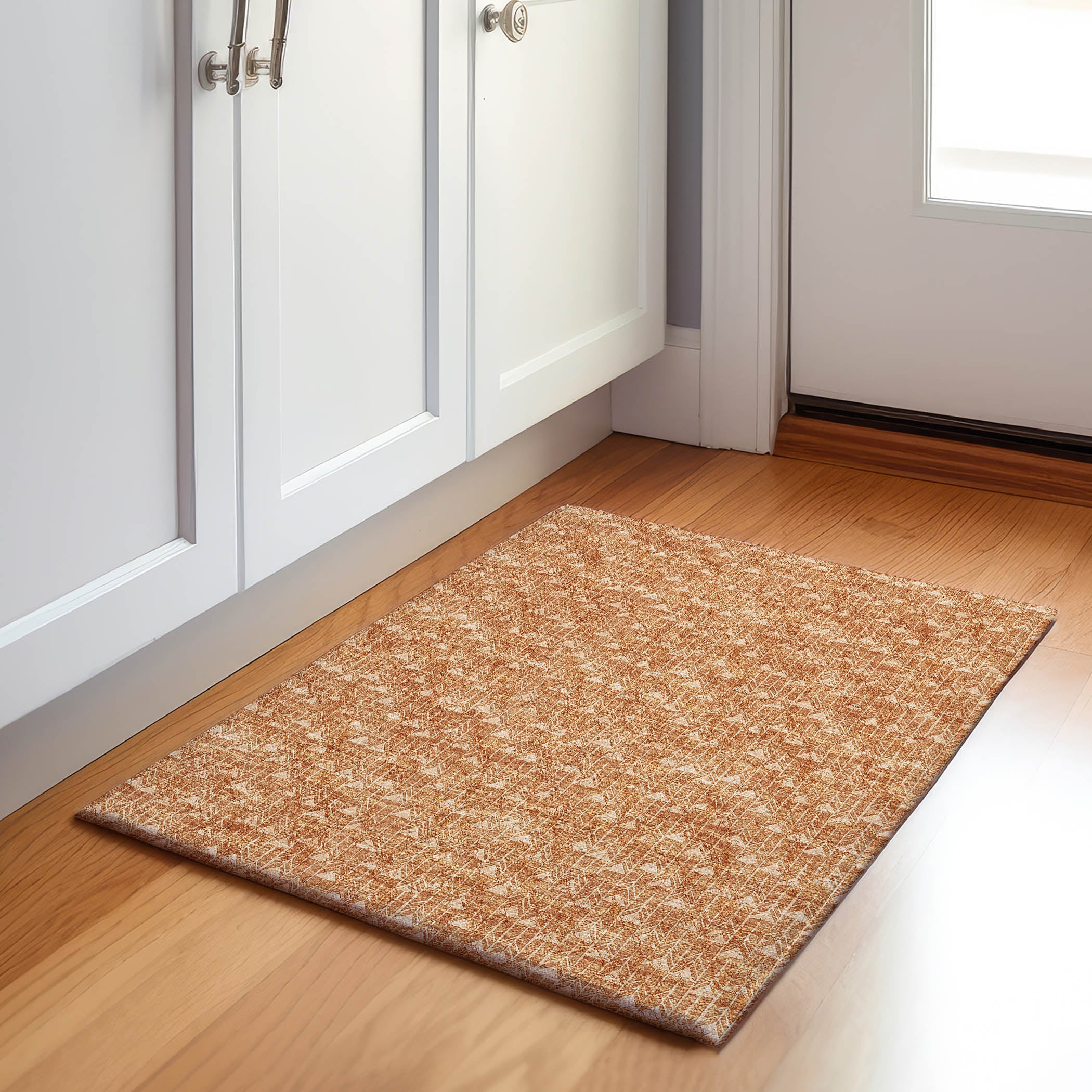 Hoi An Machine Washable Transitional Salmon Orange Rug 1'8" x 2'6" #shape_Rectangle
