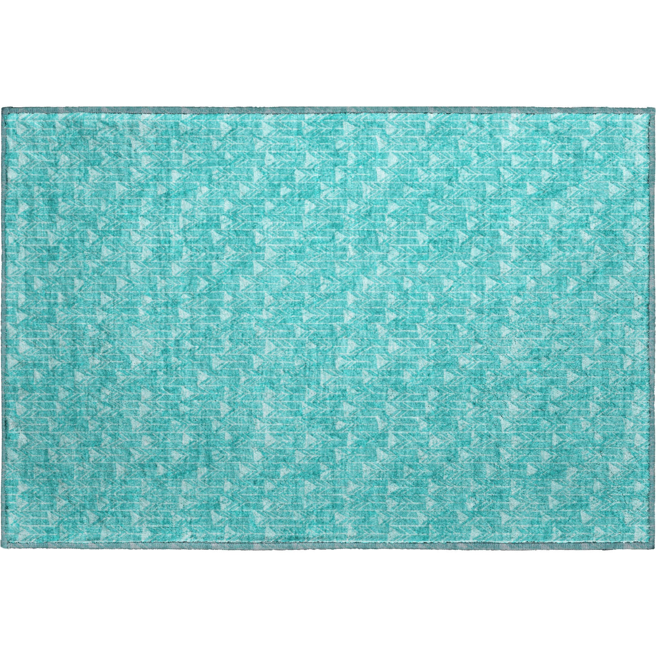 Hoi An Machine Washable Transitional Teal Rug 1'8" x 2'6" #shape_Rectangle