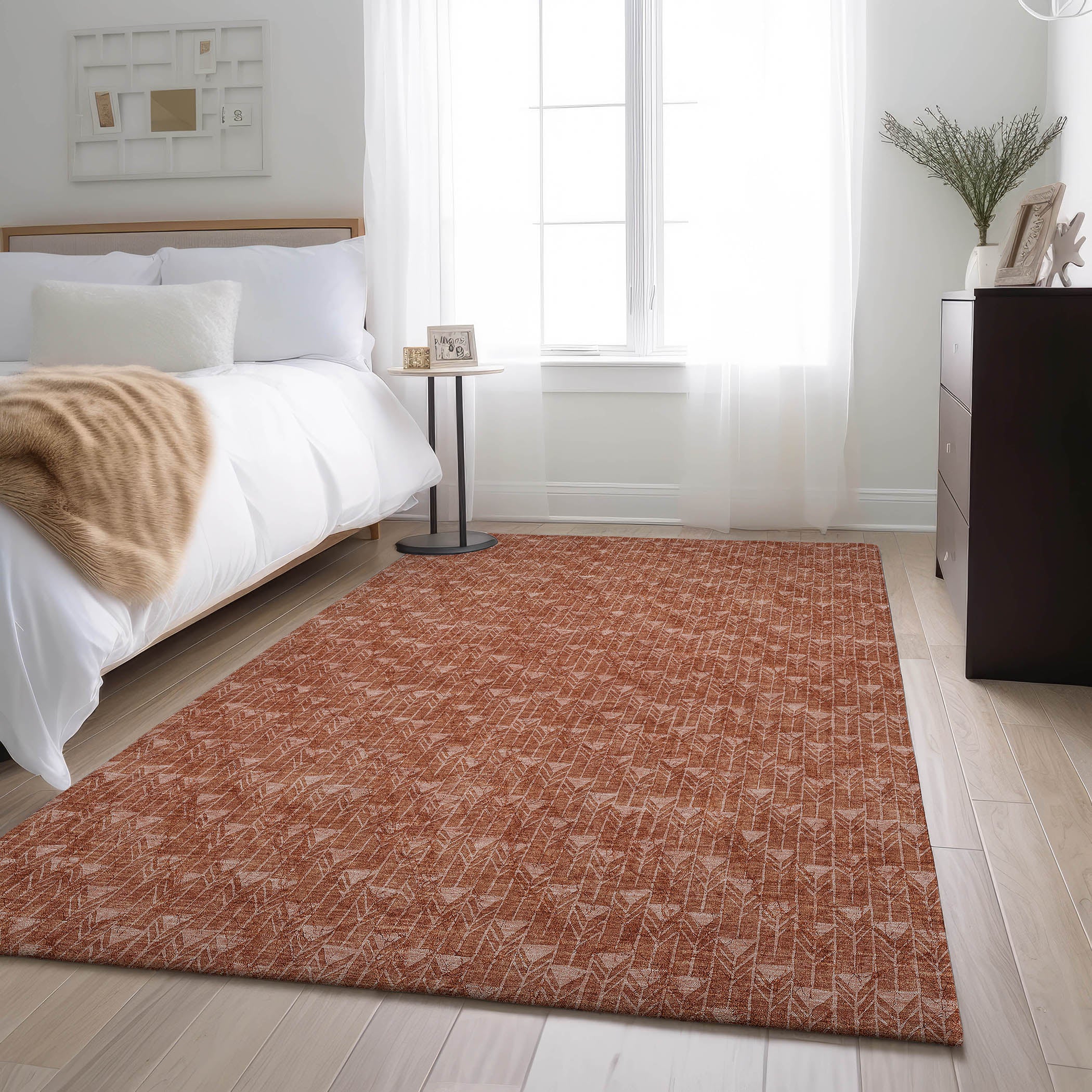 Hoi An Machine Washable Transitional Terracotta Orange Rug 2'6" x 3'10" #shape_Rectangle