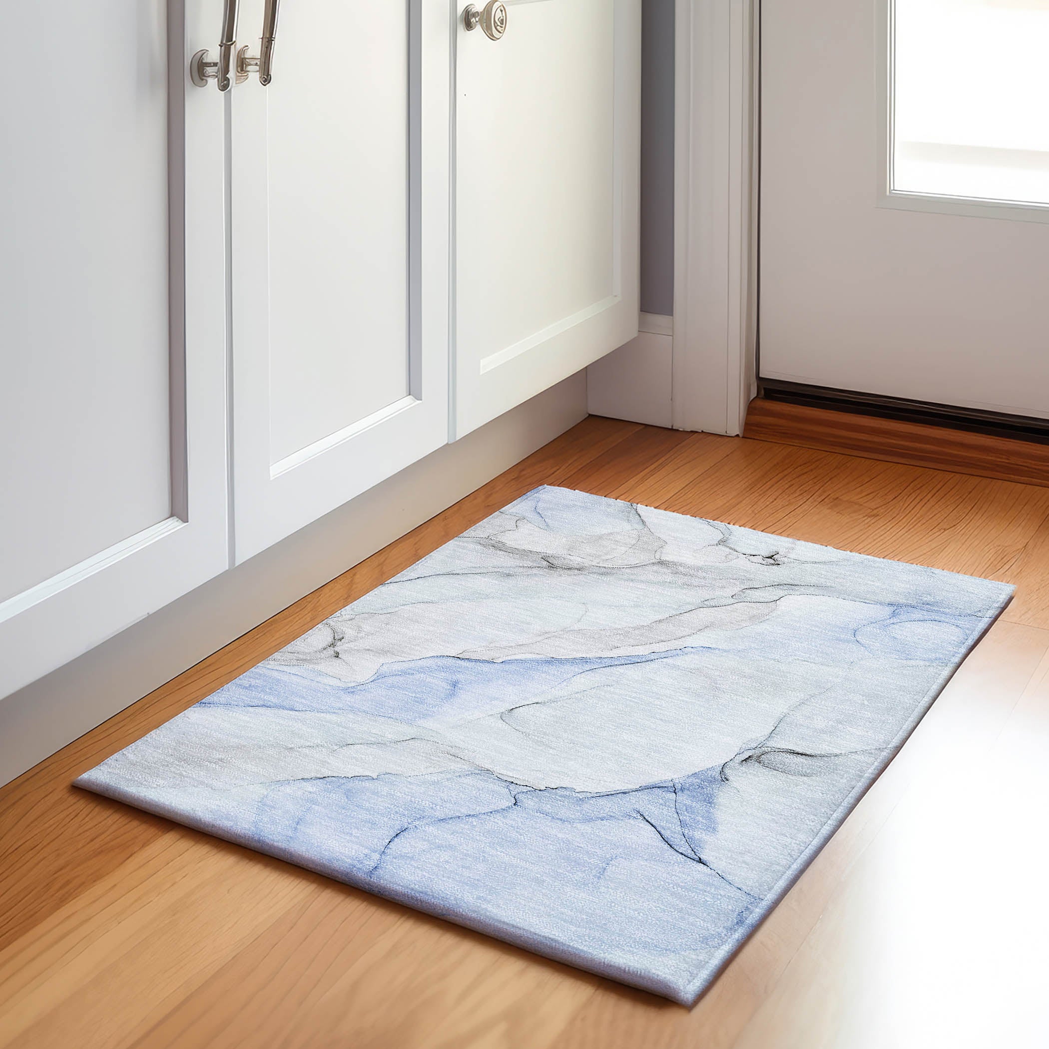 Porto Machine Washable Transitional Blue Rug 1'8" x 2'6" #shape_Rectangle