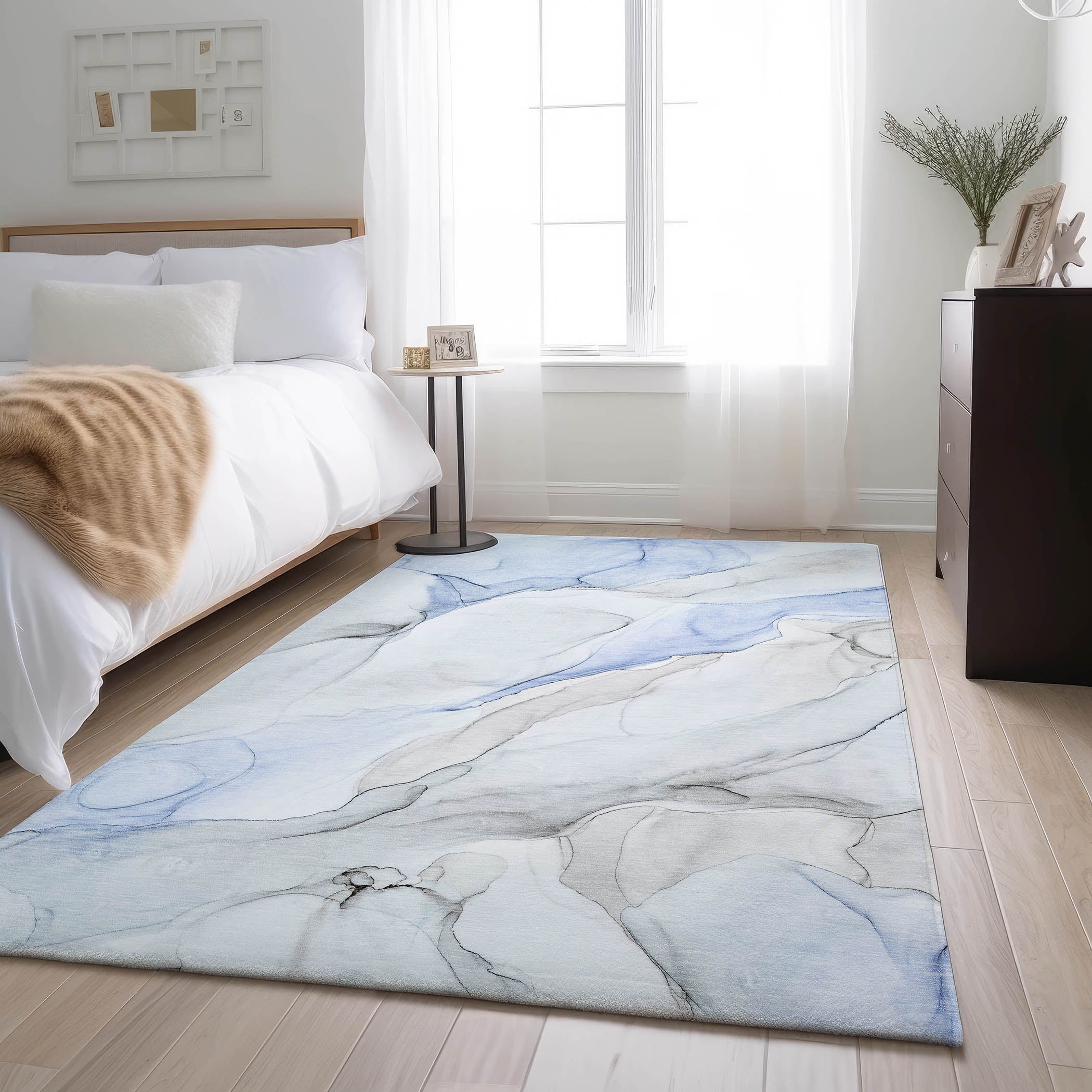 Porto Machine Washable Transitional Blue Rug 2'6" x 3'10" #shape_Rectangle